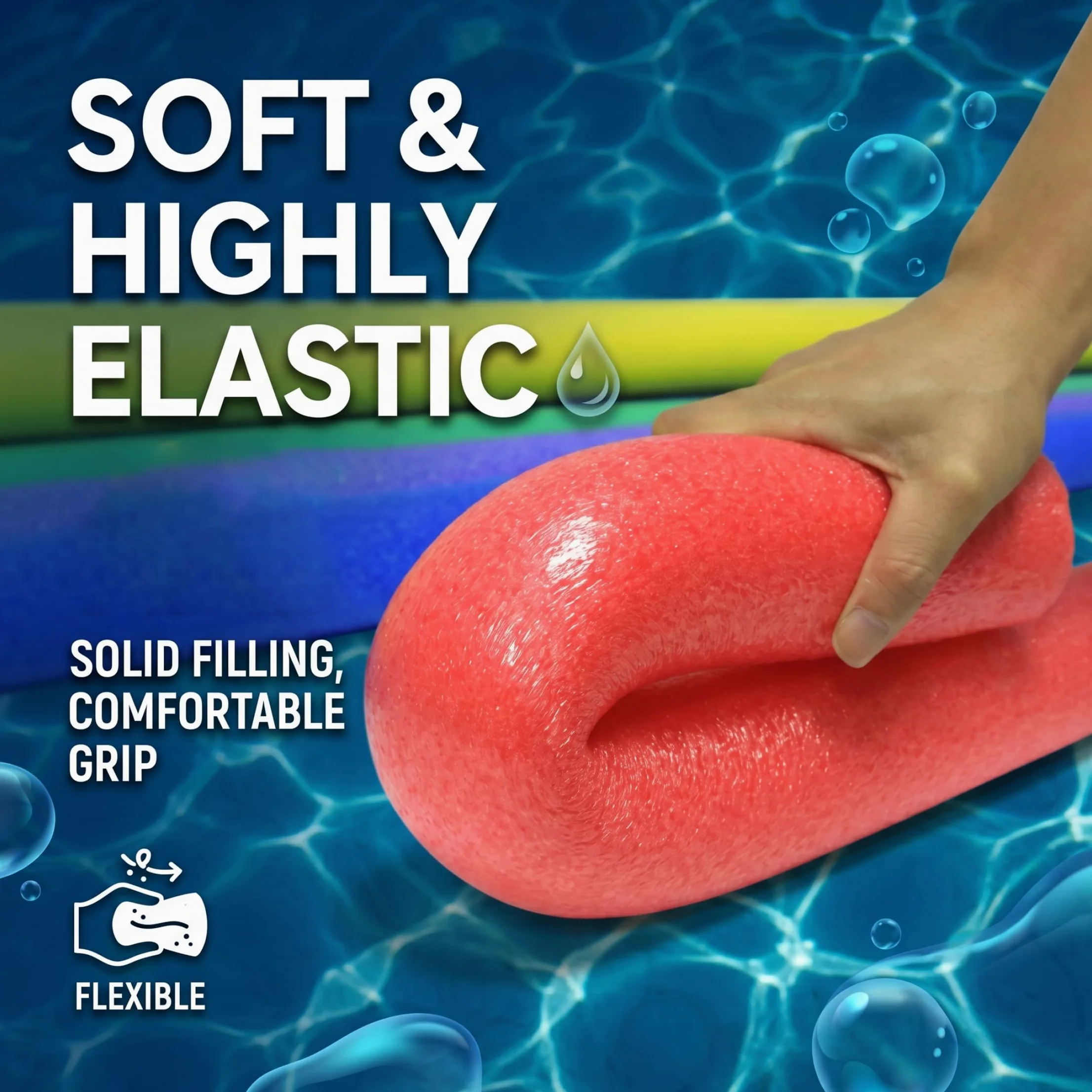 Tabla de natación Jumbo Pool Noodle en Forma de A para Adultos con Bolsa de Malla (Color Aleatorio)