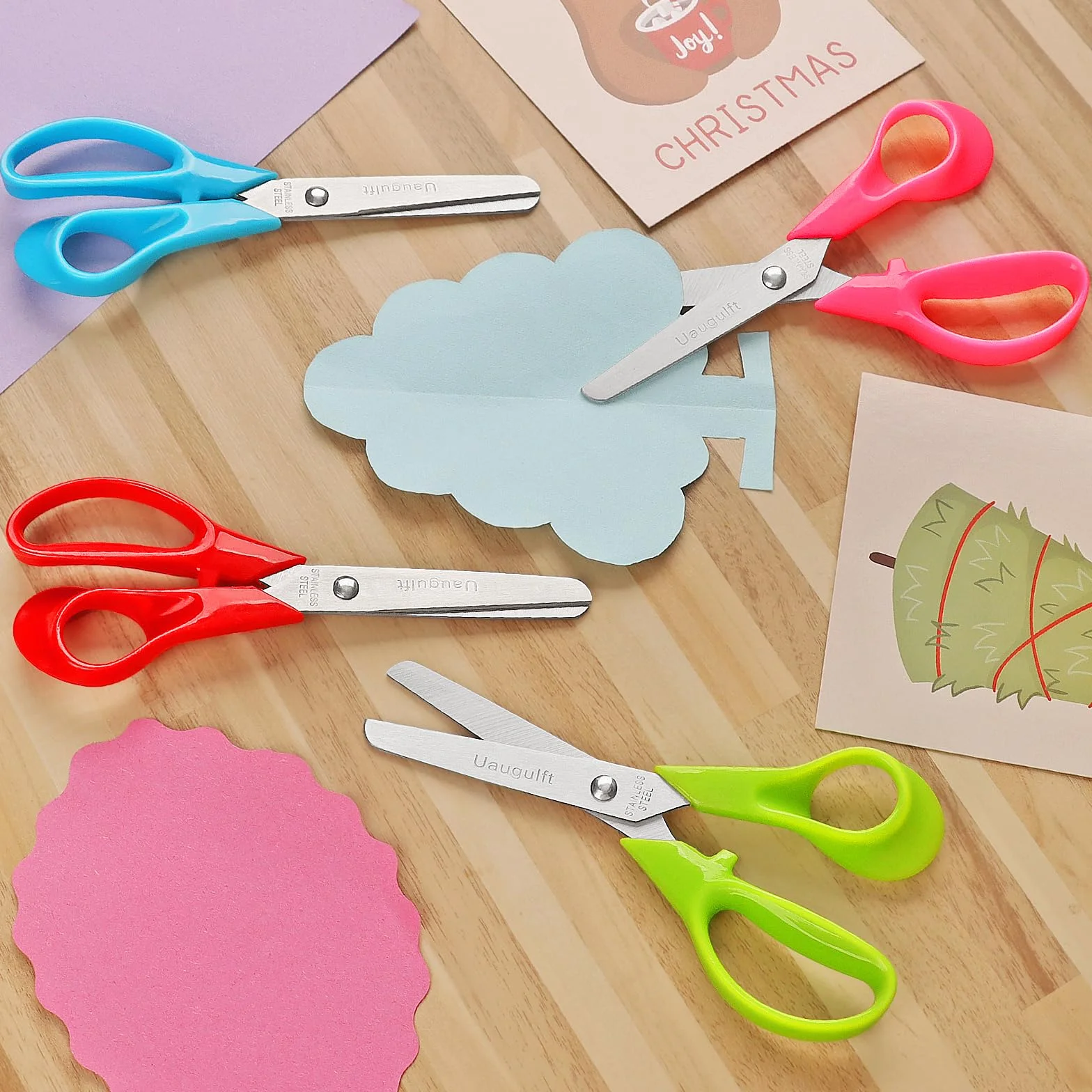Tijeras para niños, tijeras de seguridad para niños con cuchillas de punta roma de acero inoxidable y mango ergonómico, ideales para la escuela y aulas, 12 pulgadas, paquete de