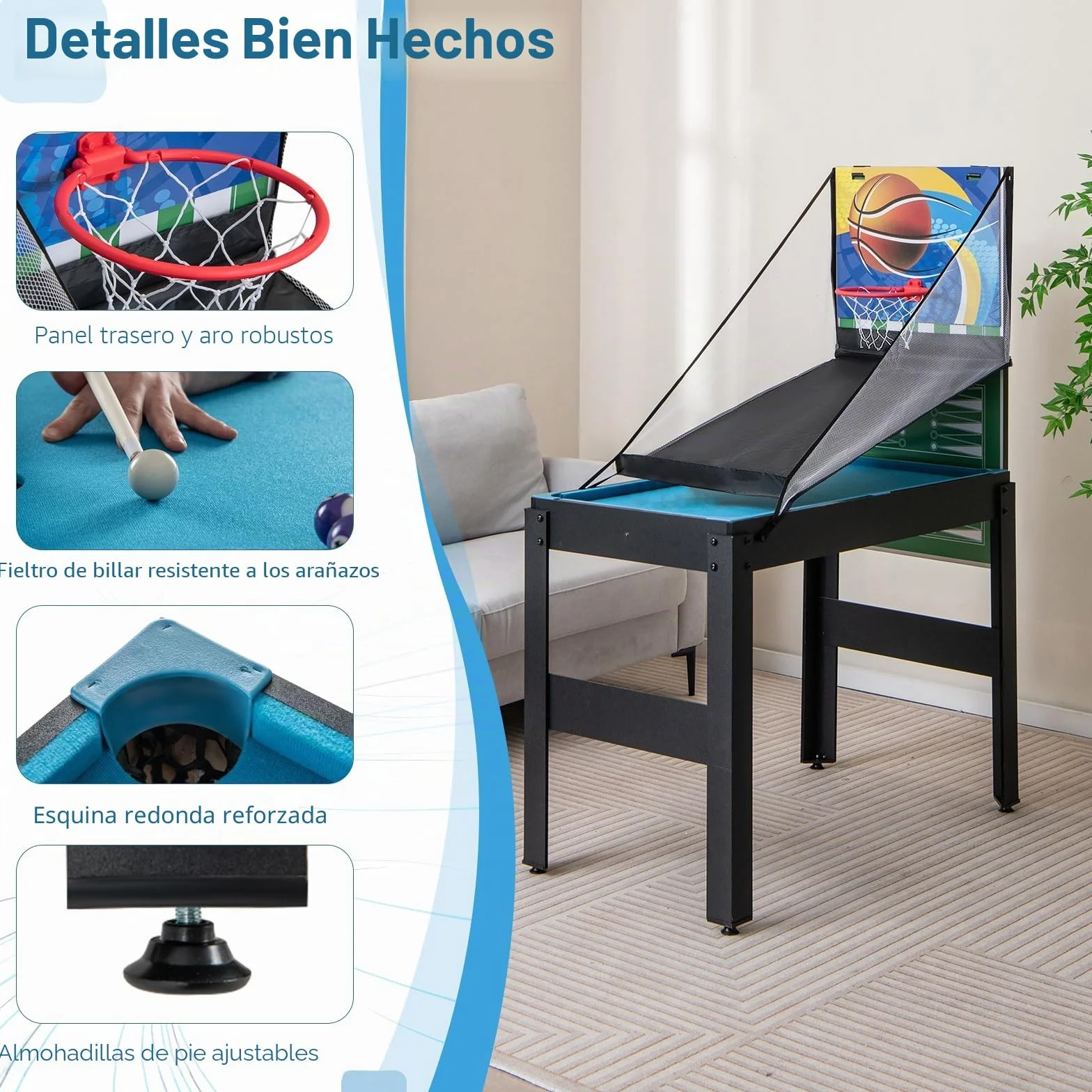 GOPLUS Mesa Multijuegos Convertible 14 en 1 con Futbolín, Mesa Multifuncional con Billar, Air Hockey, Ping Pong, Baloncesto, Shuffleboard, Ajedrez, Juegos Combinada para Fiesta Bar Hogar