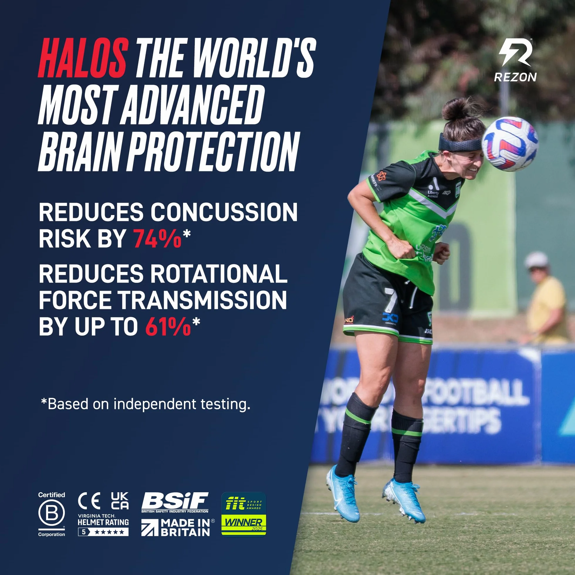 Rezon Halos casco protector CE UKCA reduce riesgo conmoción cerebral 74% protección cerebral