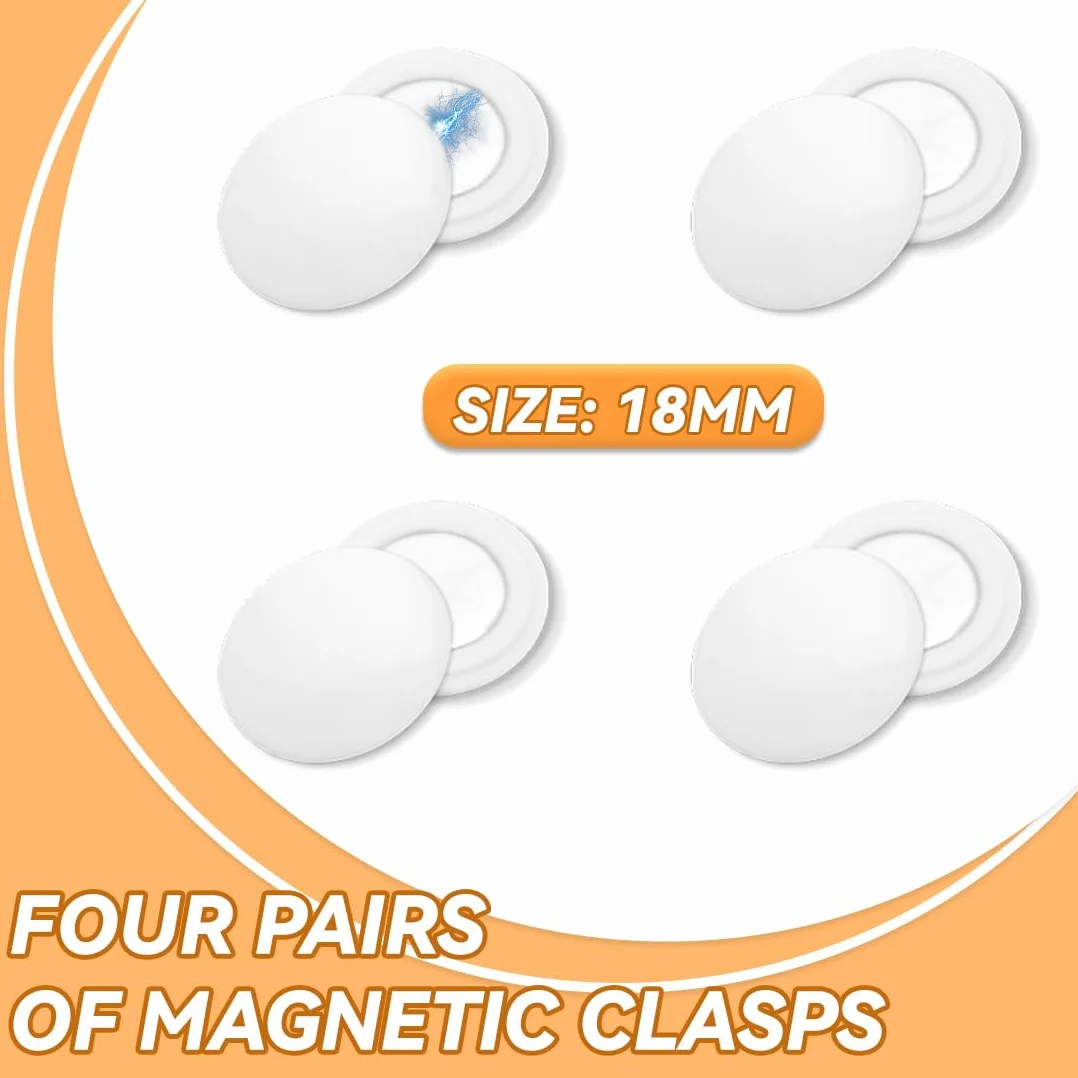 Imanes Porta Dorsal Running, 4 Pares Fijación Magnética para Número de Carrera, Accesorios de Maratón - Blanco