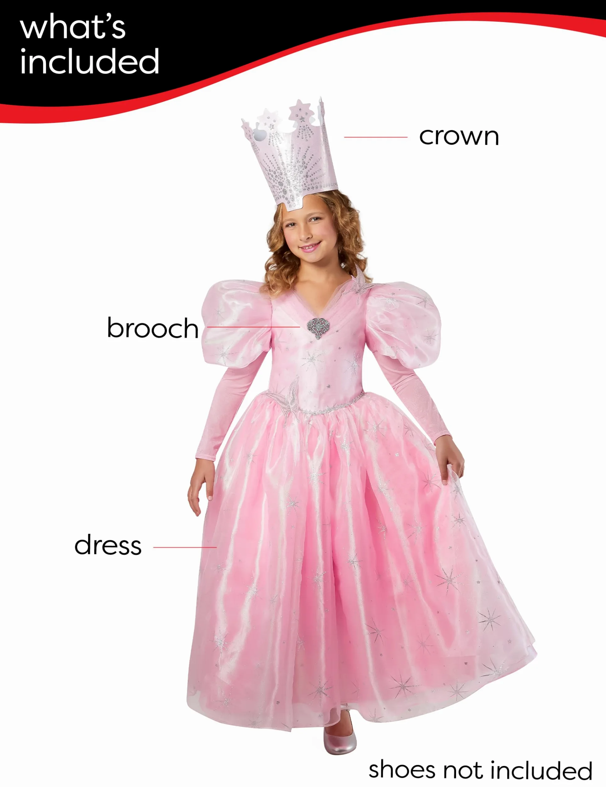 Rubies Disfraz de Glinda de Mago de Oz para niña con corona