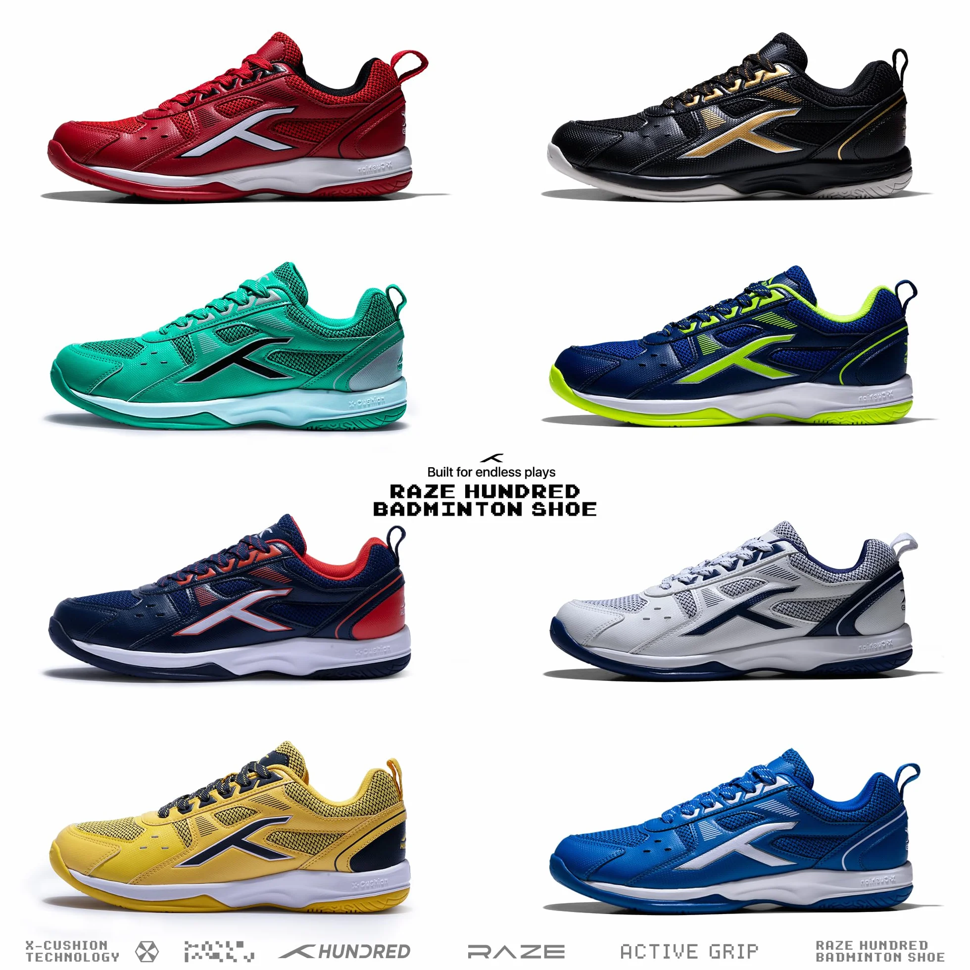 HUNDRED Raze Zapatos de bádminton para squash tenis mesa voleibol baloncesto deportes interior ligeros duraderos