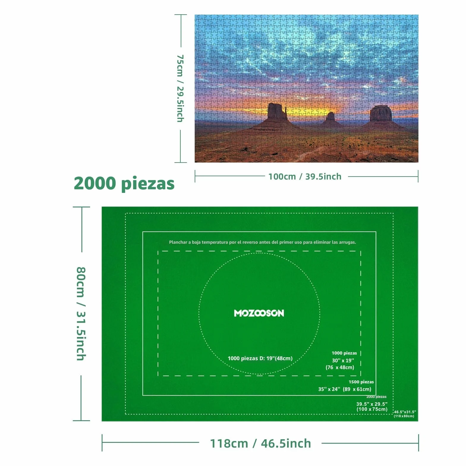 MOZOOSON Tapete Puzzle 2000 Piezas, Puzzle Mat Roll Fieltro Tapete para Puzzle, Alfombra Puzzle, Accesorios para Guardar Los Puzzles con 6 Puzzles Clasificadores