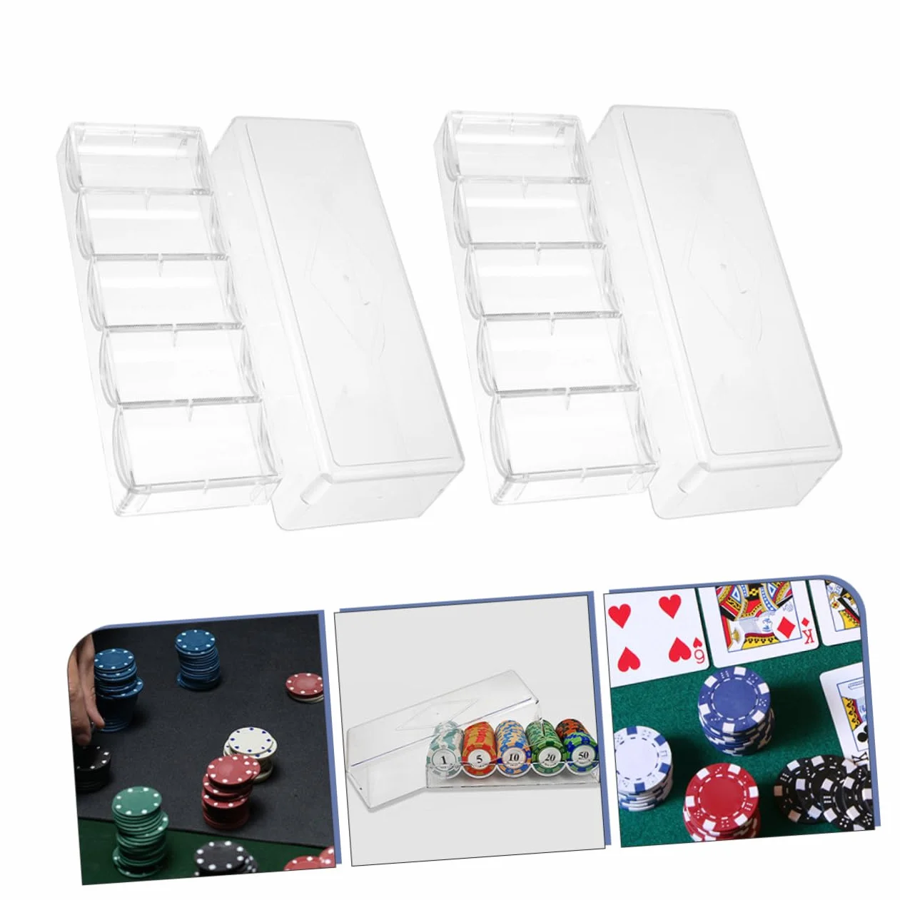 Toddmomy 2Piezas Organizadora de Fichas de Póker con Tapa Rack de Almacenamiento Transparente para Mantener Ordenadas de Póker Casa