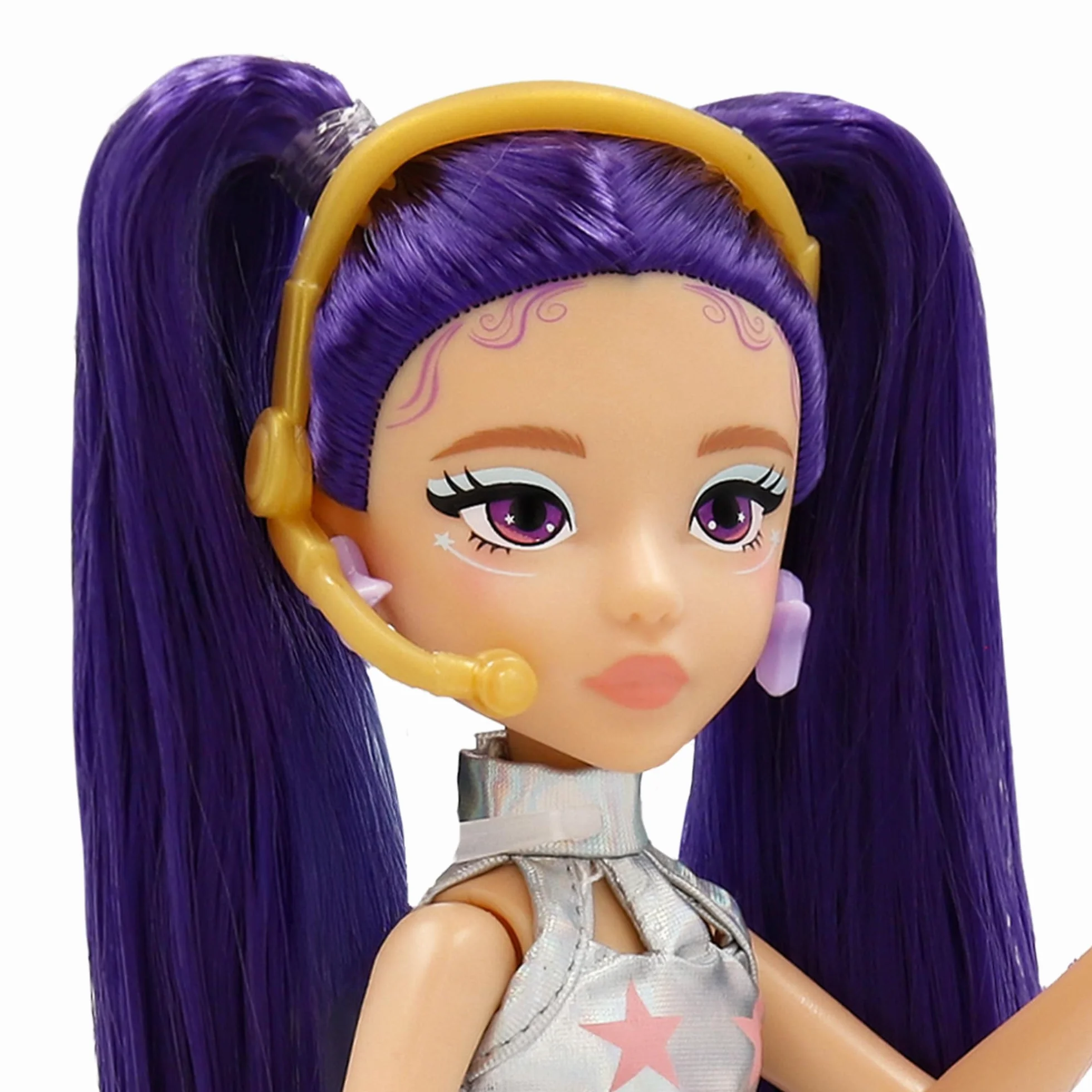K-POP IDOL Muñeca Mina Fashion Doll Estilo K-Pop Starlight, Cabello Morado con Coletas, 3 Accesorios