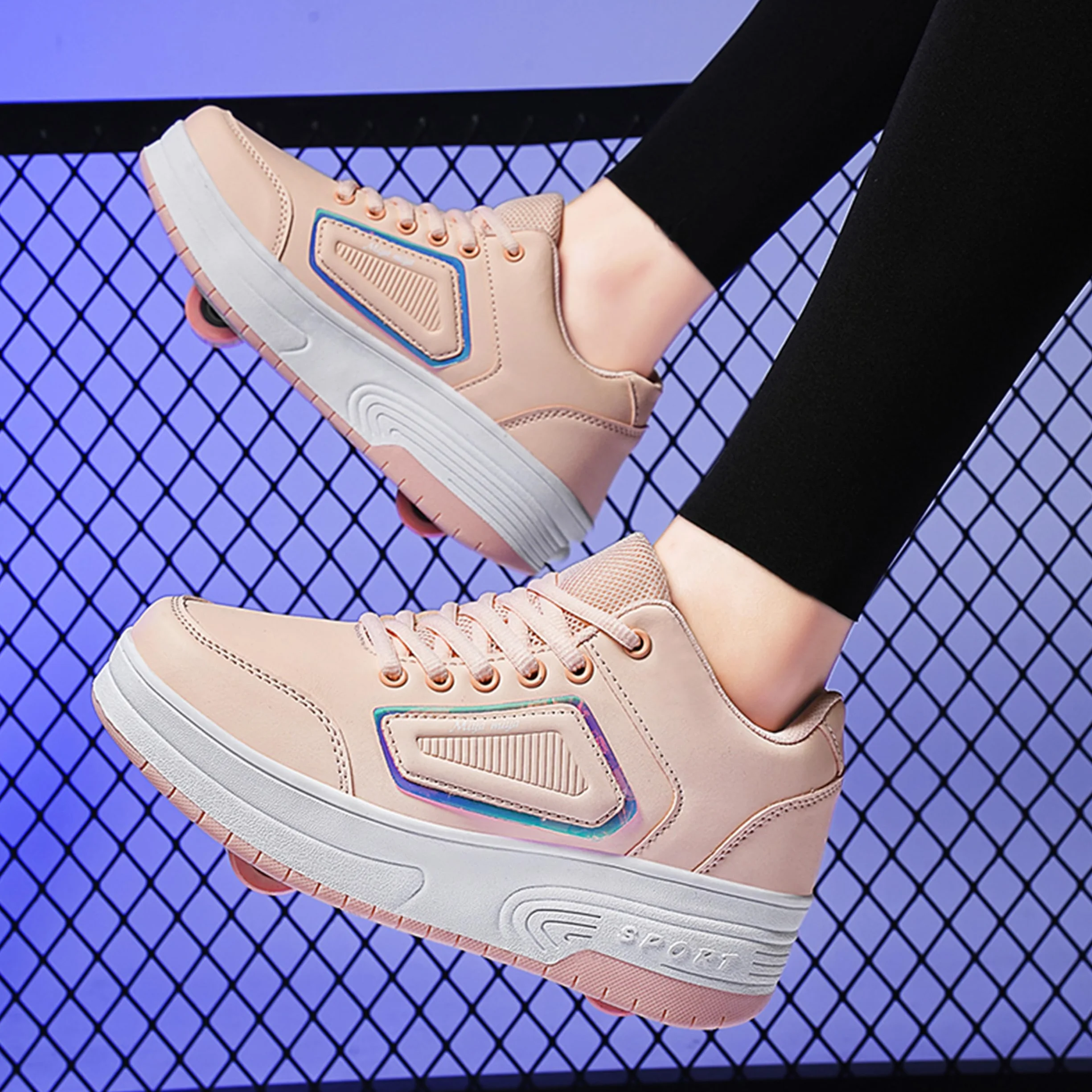 Zapatillas con Ruedas Ajustables para Niños y Niñas, Deportivas con Dos Ruedas