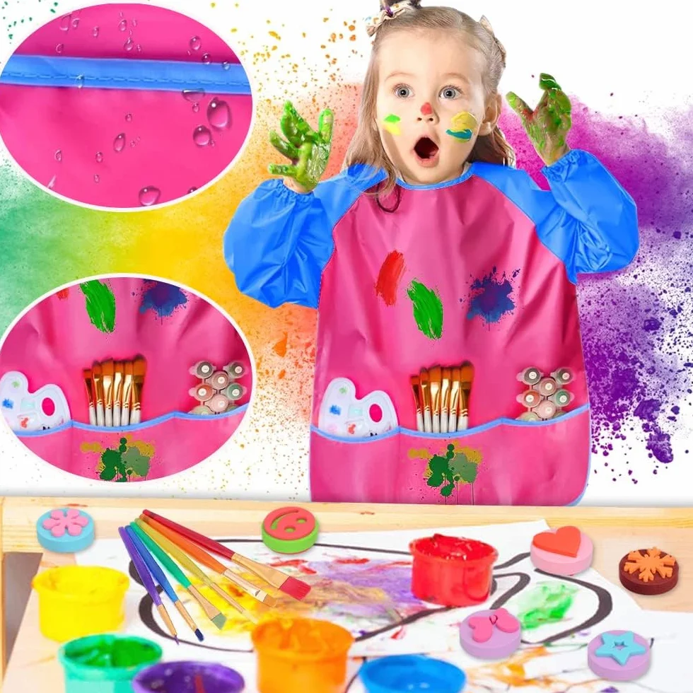 Lavable Pintura de Dedos Para Niños Pequeños, 30ML con Delantal , Pincel, Juegos Herramienta de Pintura No Tóxico y Seguro para Bebés, Juguetes Dibujo