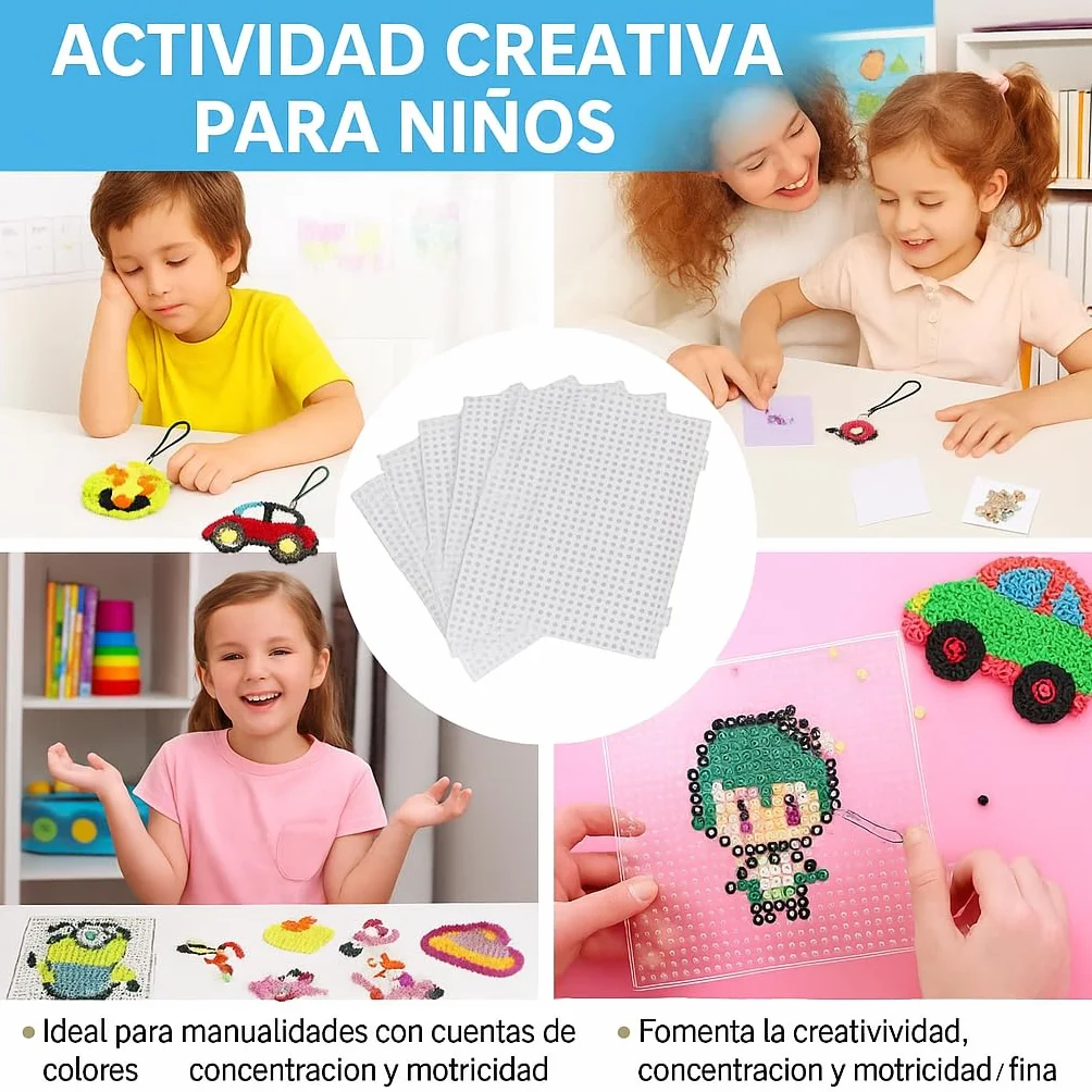 12 Placas cuadradas transparentes Juego de Cuentas Beads - 14.5 x 14.5 cm 2 Pinzas,Papel de Planchado, Libro Hama 90 patrones Transparente placa interconectable