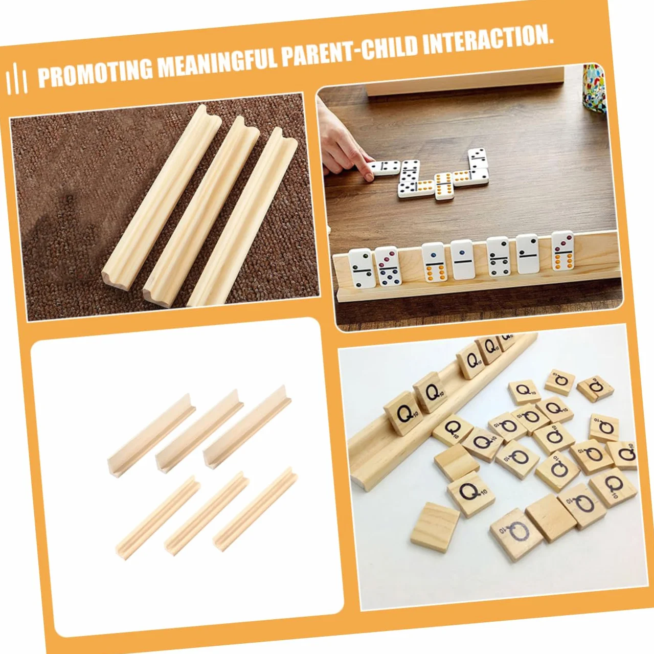 UPKOCH Bandejas de Madera para Dominó 6 Piezas Soporte para Tarjetero Combinación Libre para Desarrollo Manual en Hogar y Oficina