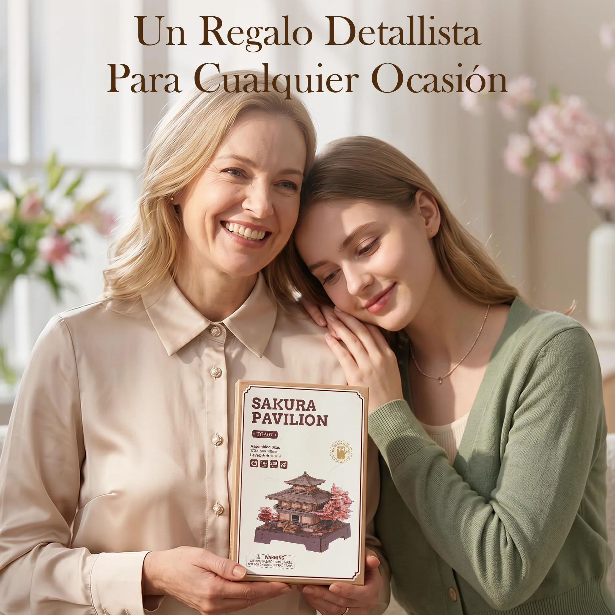 ROWOOD Puzzle 3D Adultos Madera, Maquetas para Montar Pabellón Sakura, Maquetas de Madera Japonesas para Construir, Kit DIY de Construcción, Regalo Manualidades y Decoración Casa