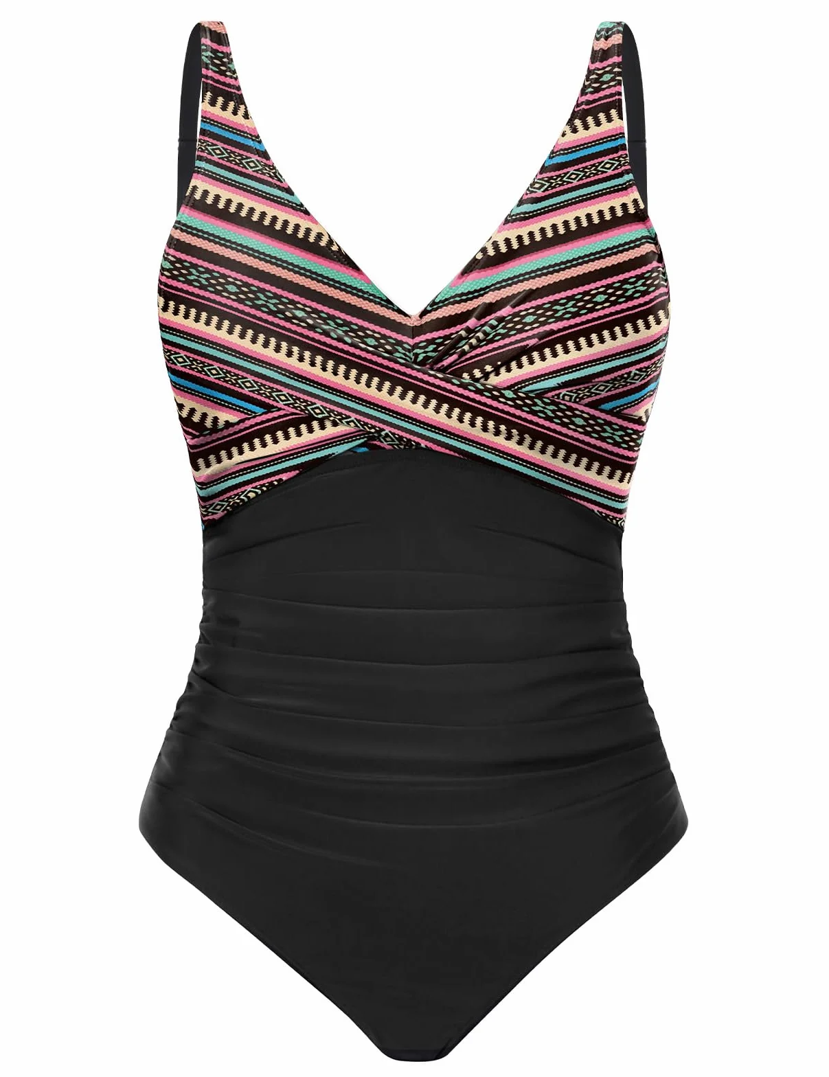 Tuopuda Monokini Bañador Push up Reductor Barriga V-Cuello Mujer Traje de Baño Una Pieza Natacion Surf Playa