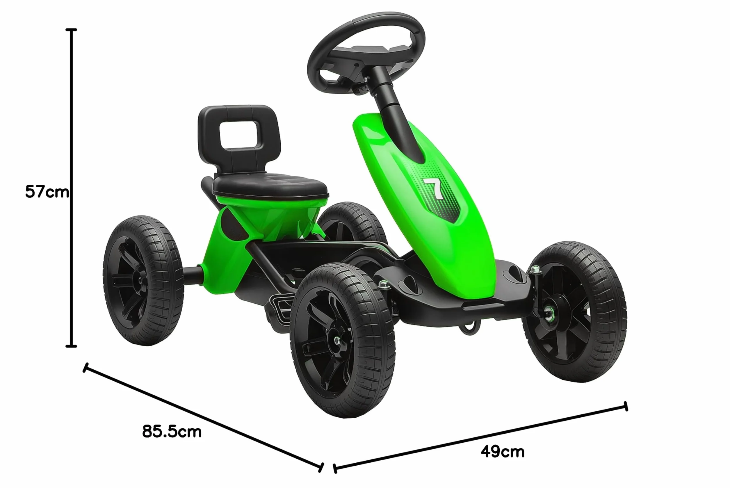 AIYAPLAY Kart a pedales para niños, go-Kart para niños con ruedas de EVA silenciosas, avanzar y retroceder, coche a pedales para niños de 2 a 5 años, color verde