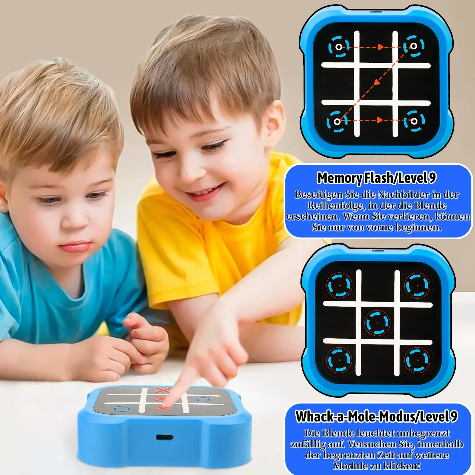 Tic Tac Toe Bolt 3 en 1 Juego de Viaje Portátil para Niños Educación Memoria