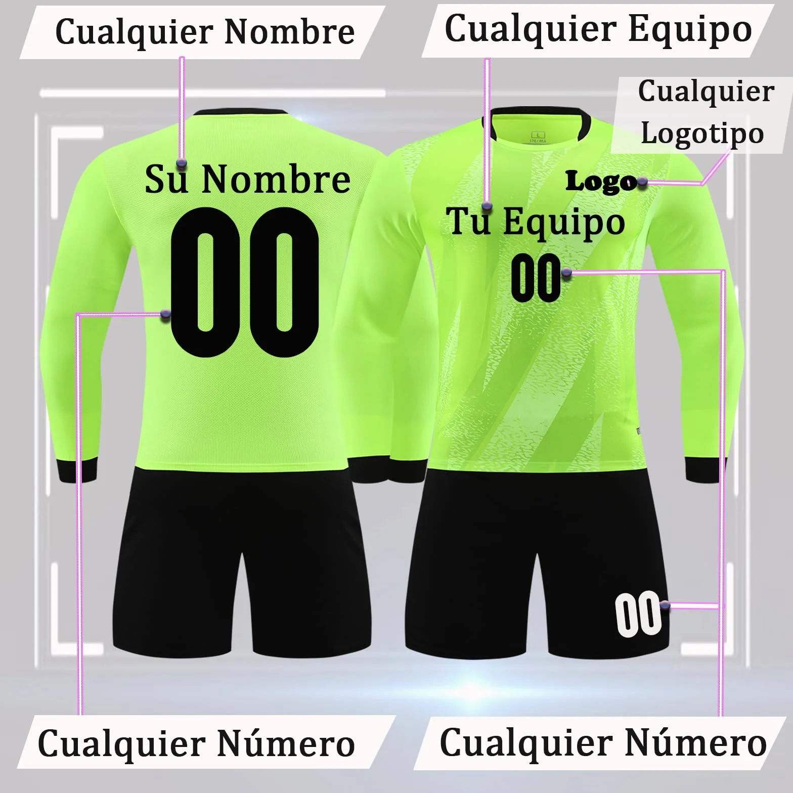 Camiseta Portero Personalizado Mangas Largas Equipacion Futbol Portero Pantalones Cortos