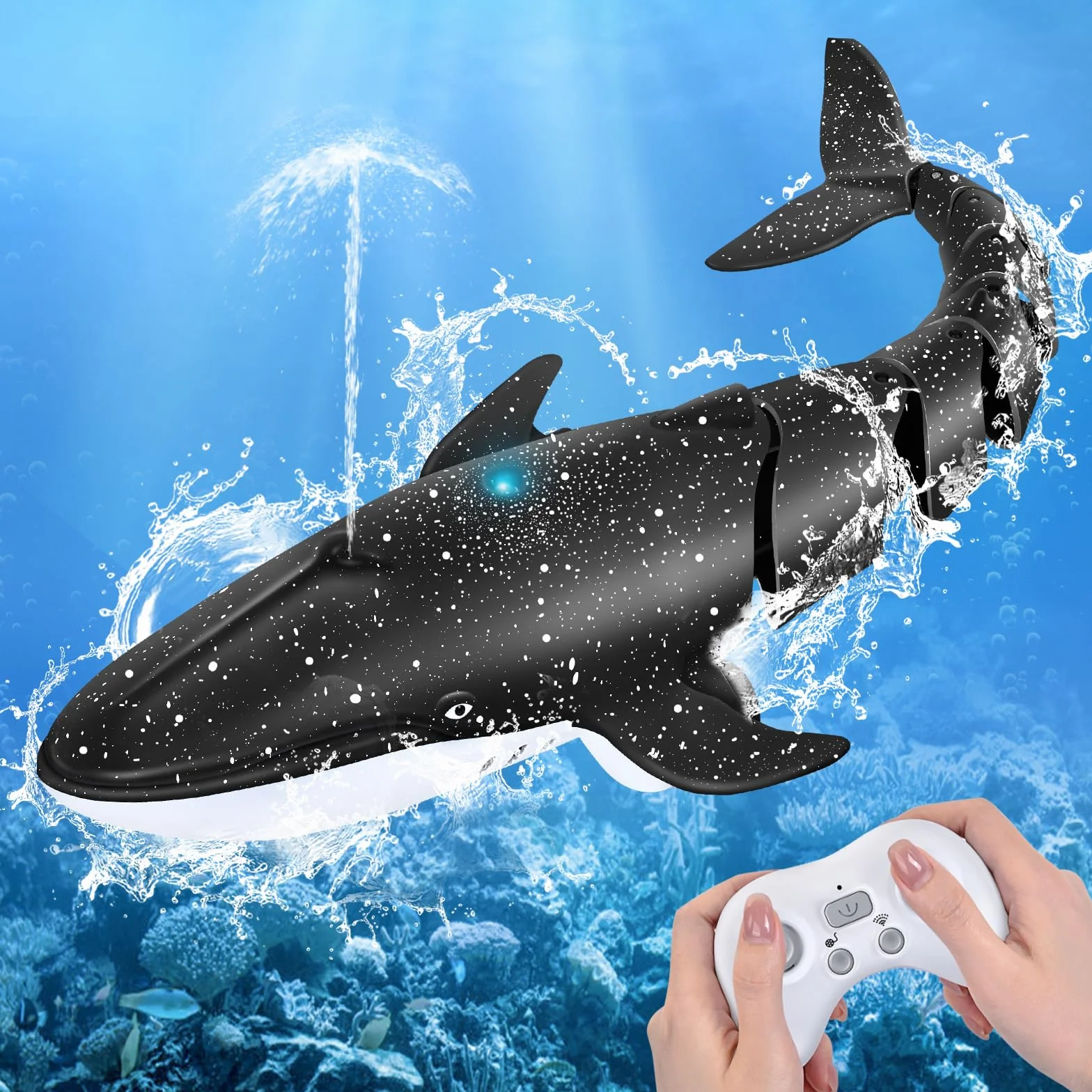 IEEILULU Ballena Teledirigido, 2.4GHz RC Barco Con USB, Lancha Simulación Recargable, Juguete Acuático, Eléctrico Regalo Para Niños Mayores de 6+ Años Piscina
