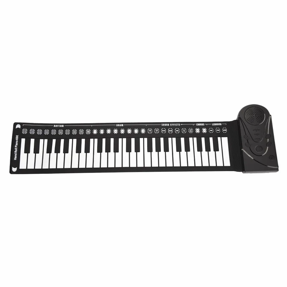 Teclado electrónico, 49 teclas portátil, piano roll-up compacto, fácil de usar, diseño ligero, para niños principiantes, entretenimiento familiar, aprendizaje musical