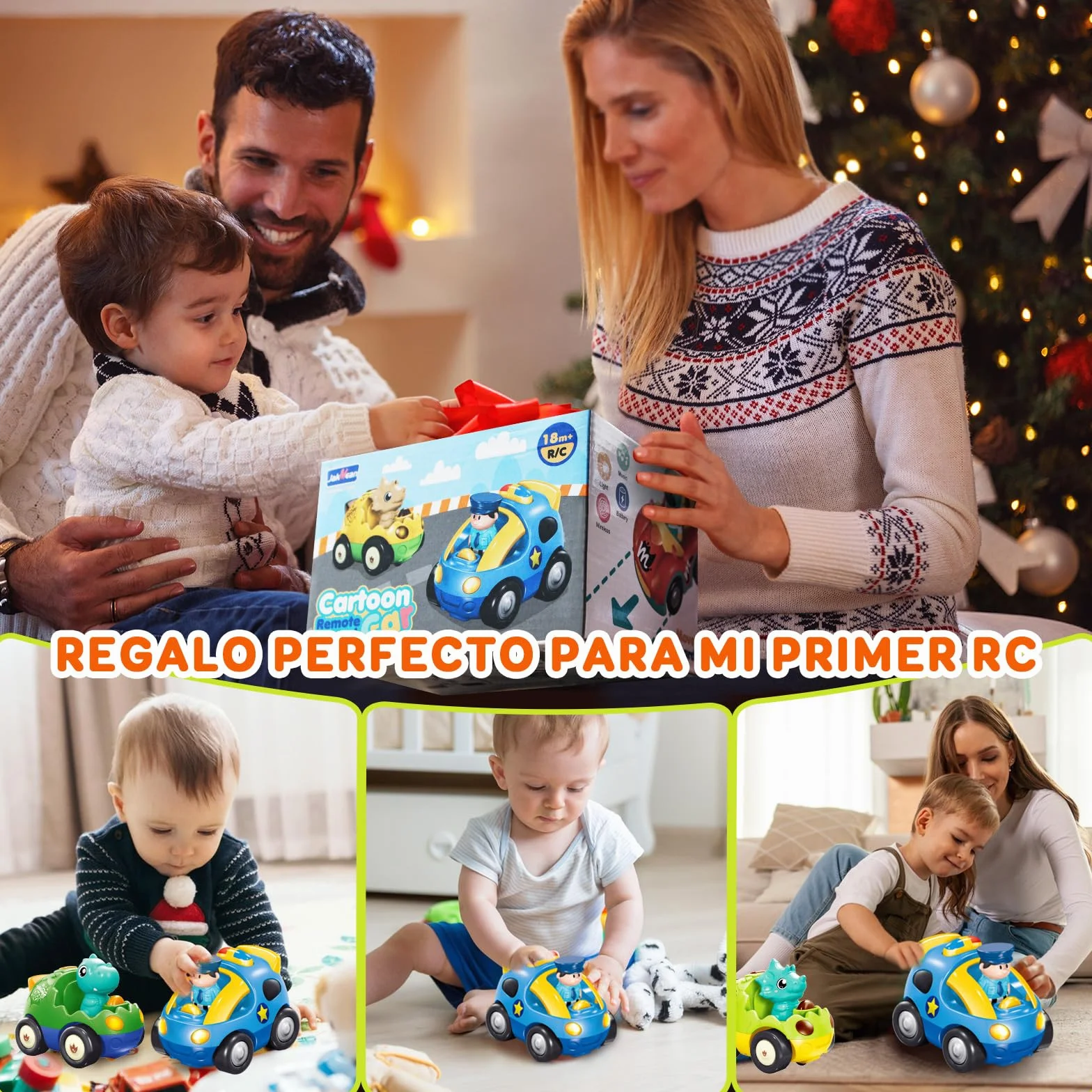 Pup Go Coche de Carreras RC Cartoon para Niños Pequeños 18 Meses, Música y 2 Muñecas Intercambiables, Primer Coche de Control Remoto, Cumpleaños o Navidad