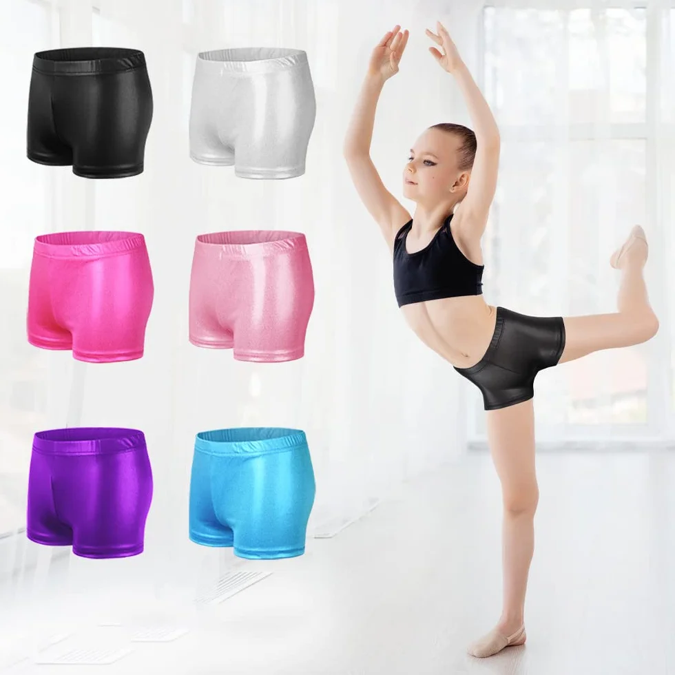 Pantalones Cortos de Ballet Elásticos Metálicos Brillantes para Niña NewL