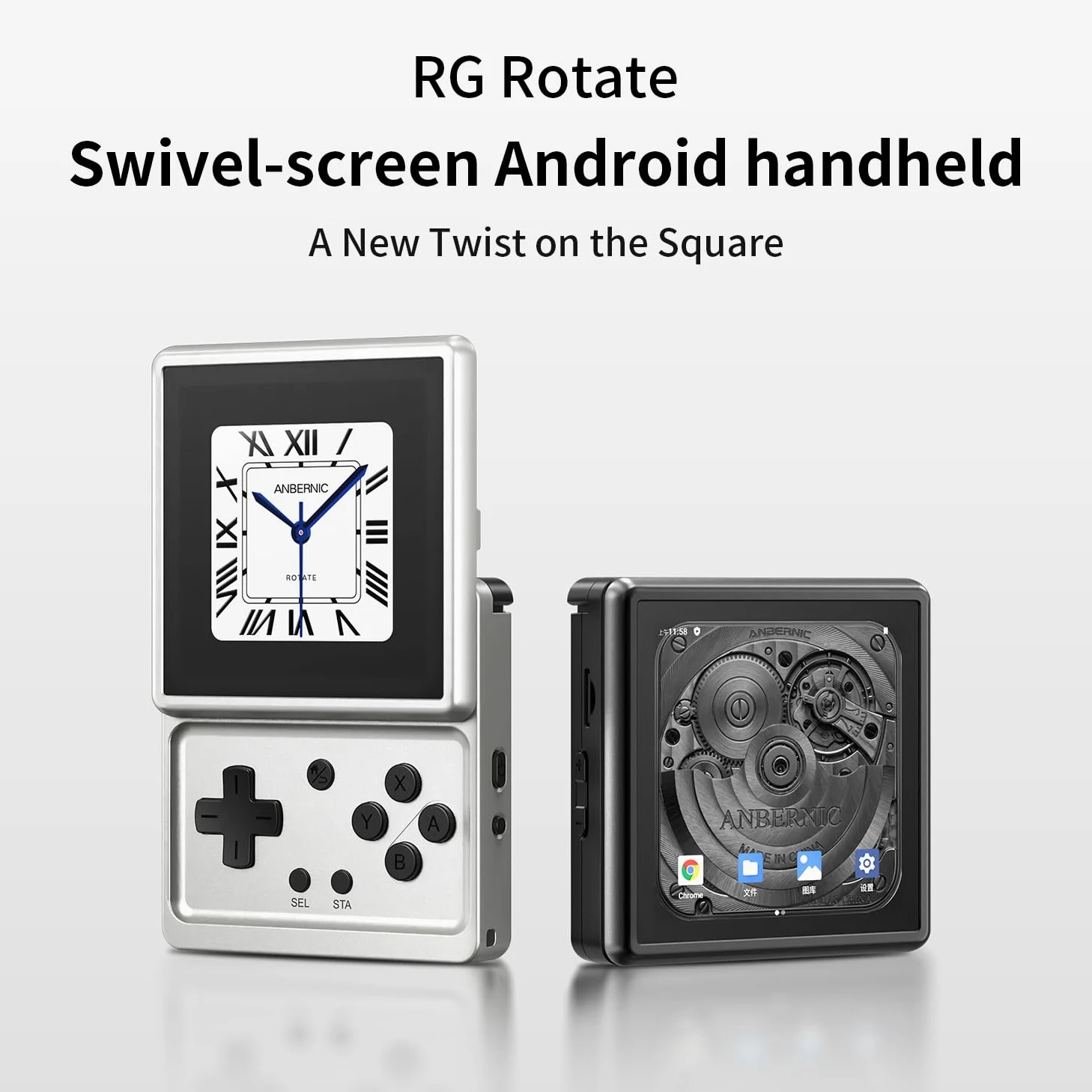 RG Rotate - Consola de juegos de mano retro, pantalla giratoria de 3.5 pulgadas, reproductor portátil Android, chip Unisoc T618 de 3 GB + 32 GB, batería de 2000 mAh, cuerpo de aleación de aluminio