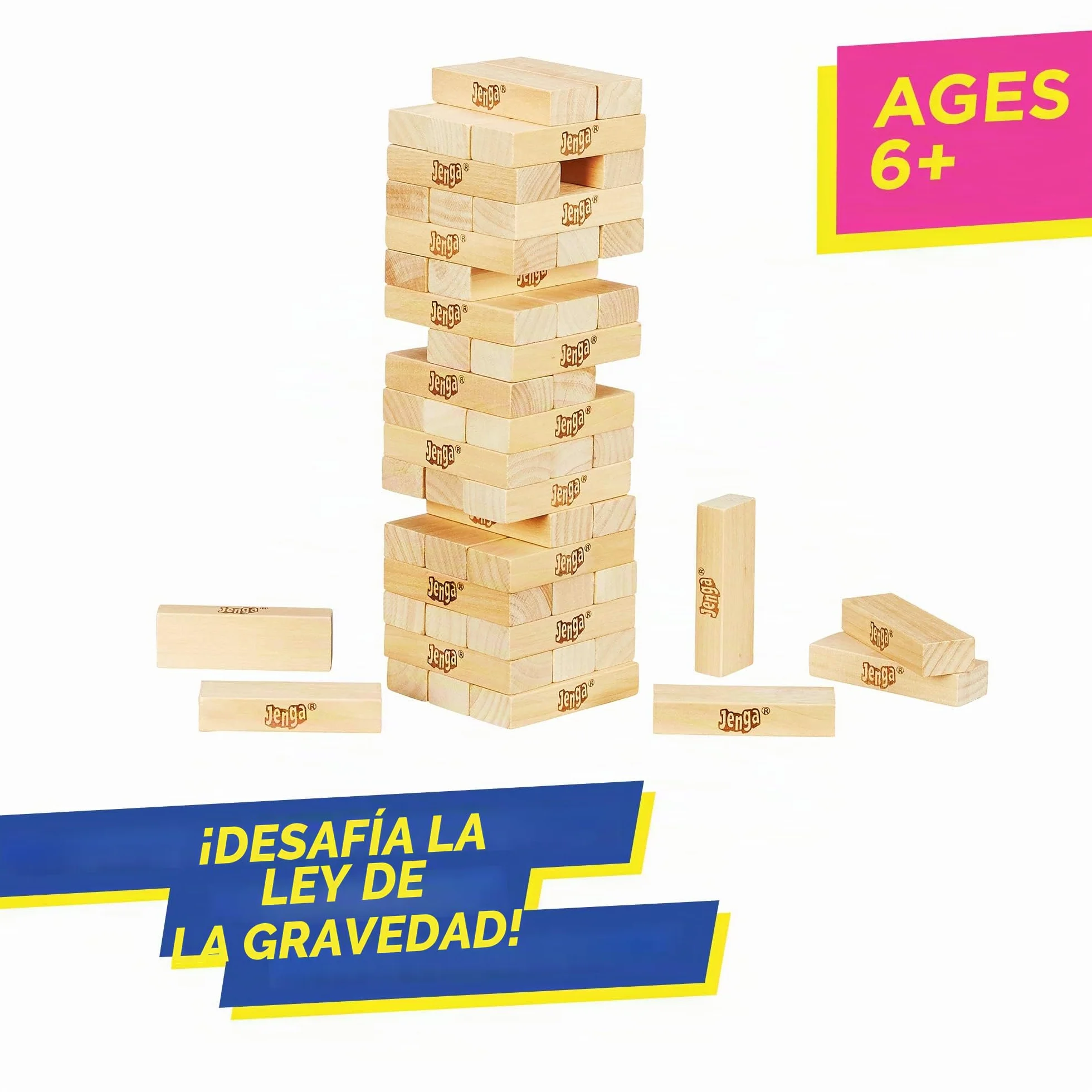 Hasbro Gaming Jenga, Juegos de Mesa para Niños y Niñas de 6 Años o Más, Fiestas con Amigos, Habilidad y Estrategia