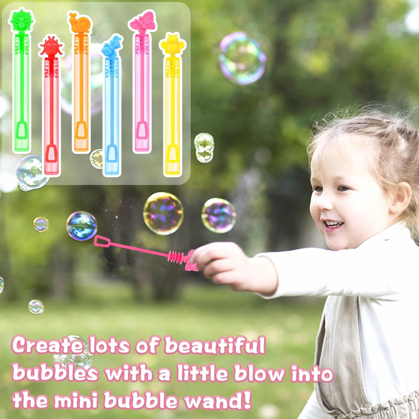 SULOLI 24 Piezas Mini Pompas de Jabón，Burbuja Varita de Burbujas para Cumpleaños Infantiles, Bodas, Halloween，Exteriores Juguetes para Niños (6 Colores