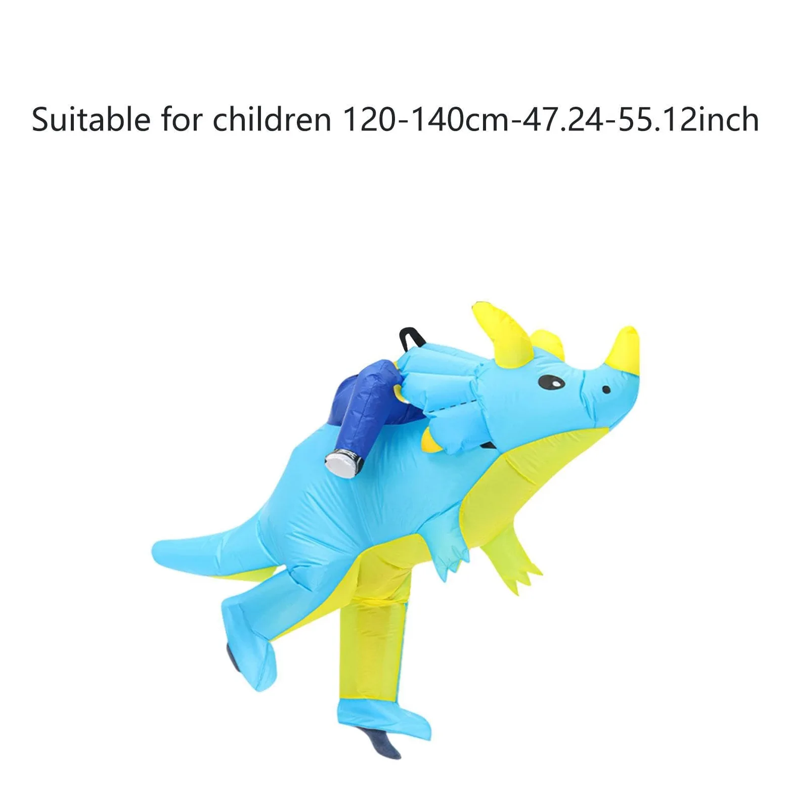 Disfraz Inflable de Dinosaurio con Ventilador Y Diseño de Montar Triceratops para Adultos Y Niños en Poliéster Cómodo Adecuado para Fiestas, Tamaño para Niños