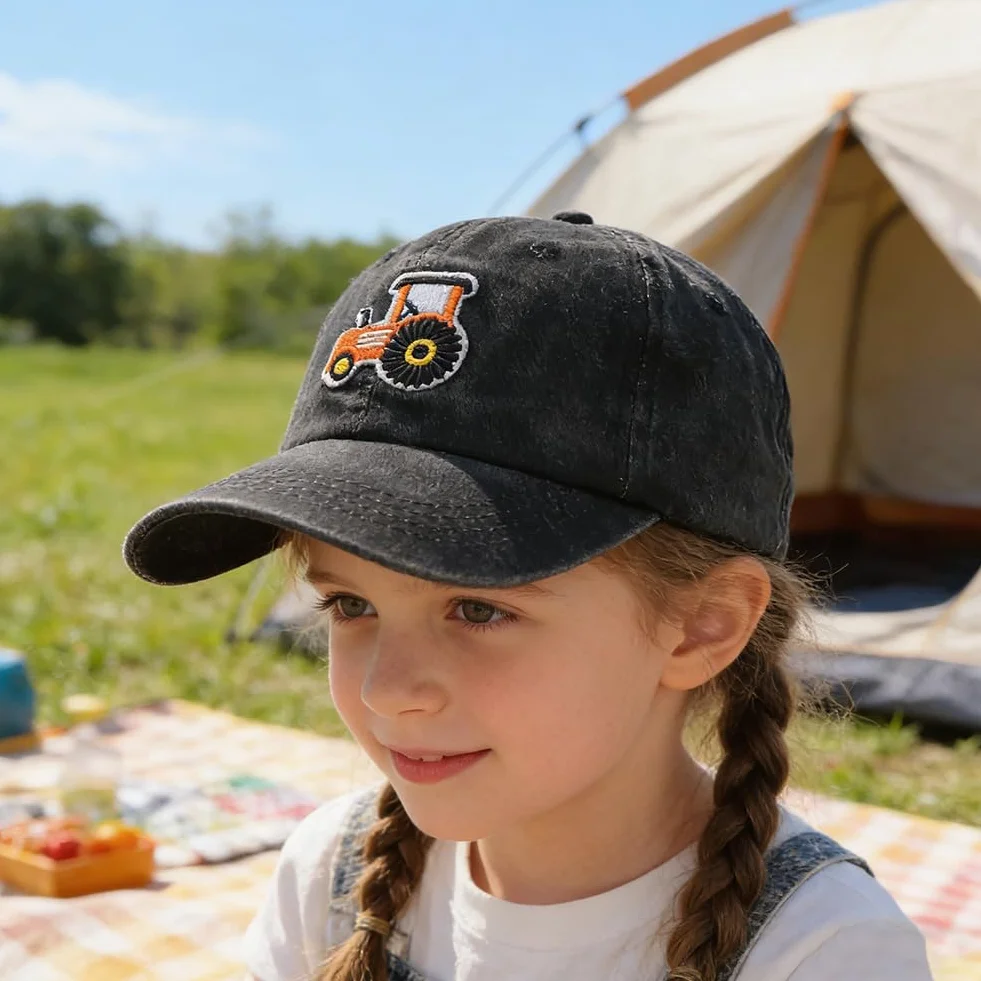 Gorra de Béisbol Tractor Ajustable Sombrero con Visera de Algodón para Infantil