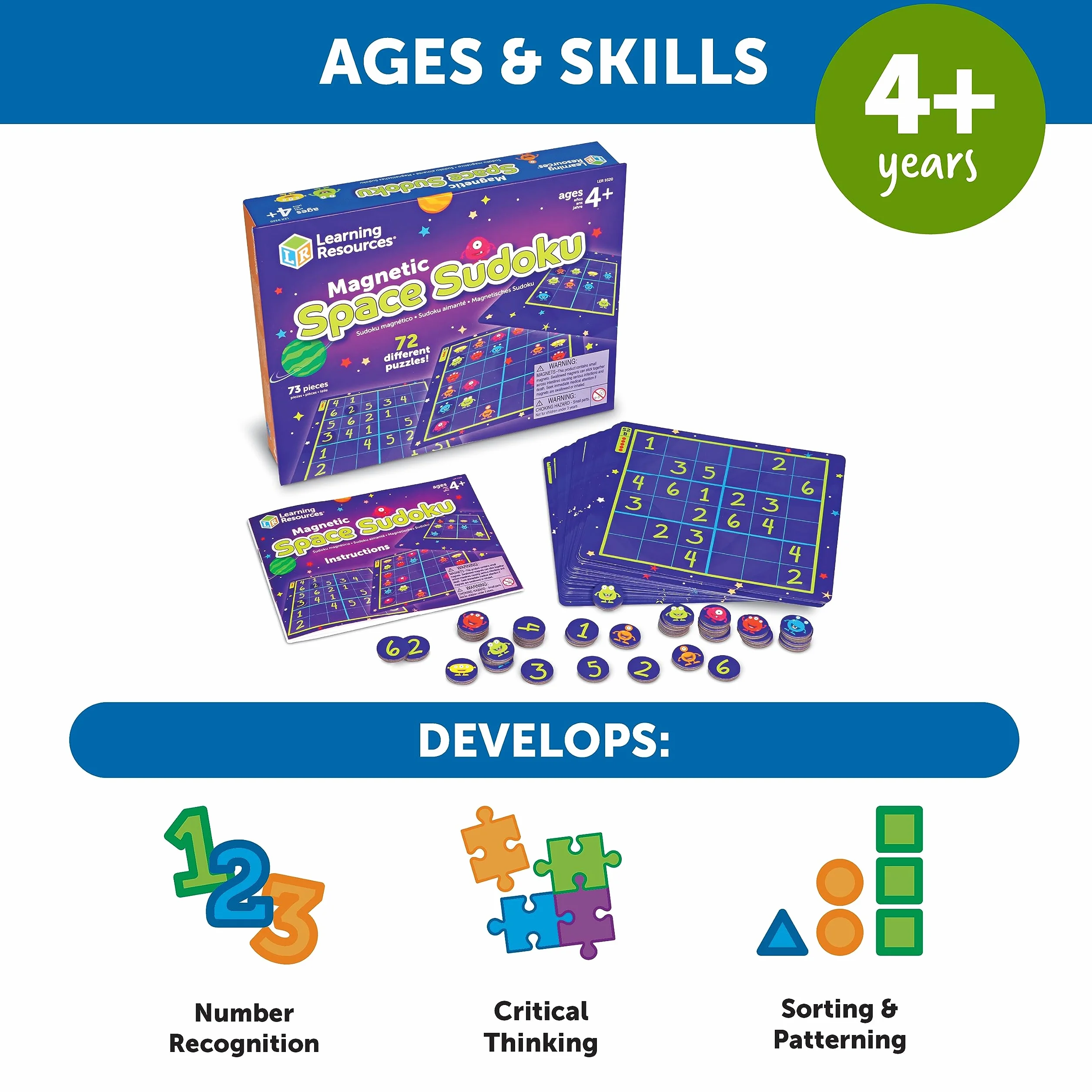 Learning Resources Sudoku Espacial Magnético Juego Educativo Lógica Matemáticas 72 Fichas 4 Años