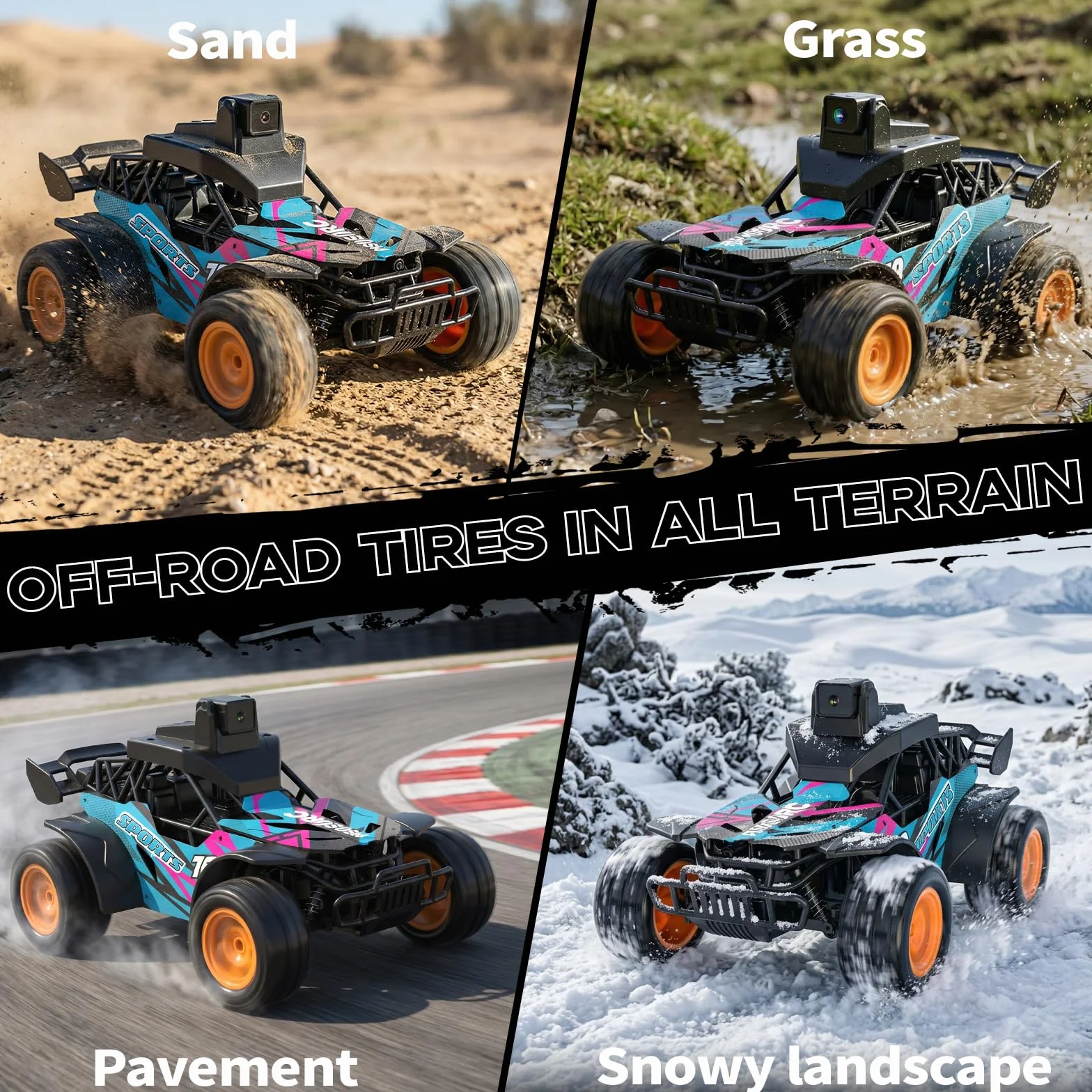 Coche RC con Cámara, 2.4GHz con Pantalla LCD de 2.8" y Cámara Ajustable de 60°, Video en Vivo, Control Dual App/Radio, 2 Velocidades, Recargable para Todoterreno, Regalo para Niños y Adultos