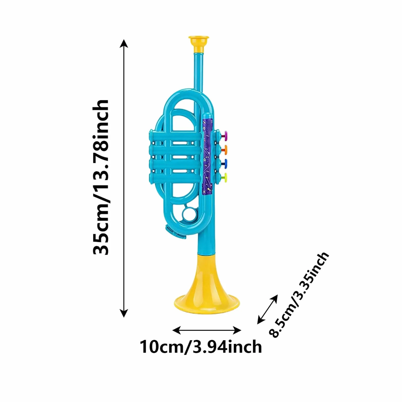 Generisch 2026 Trompeta de juguete para hacer música interactiva, padres e hijos, instrumento musical, guardería, escuela, niña, niño (azul cielo, 35 x 10 x 8,5 cm)