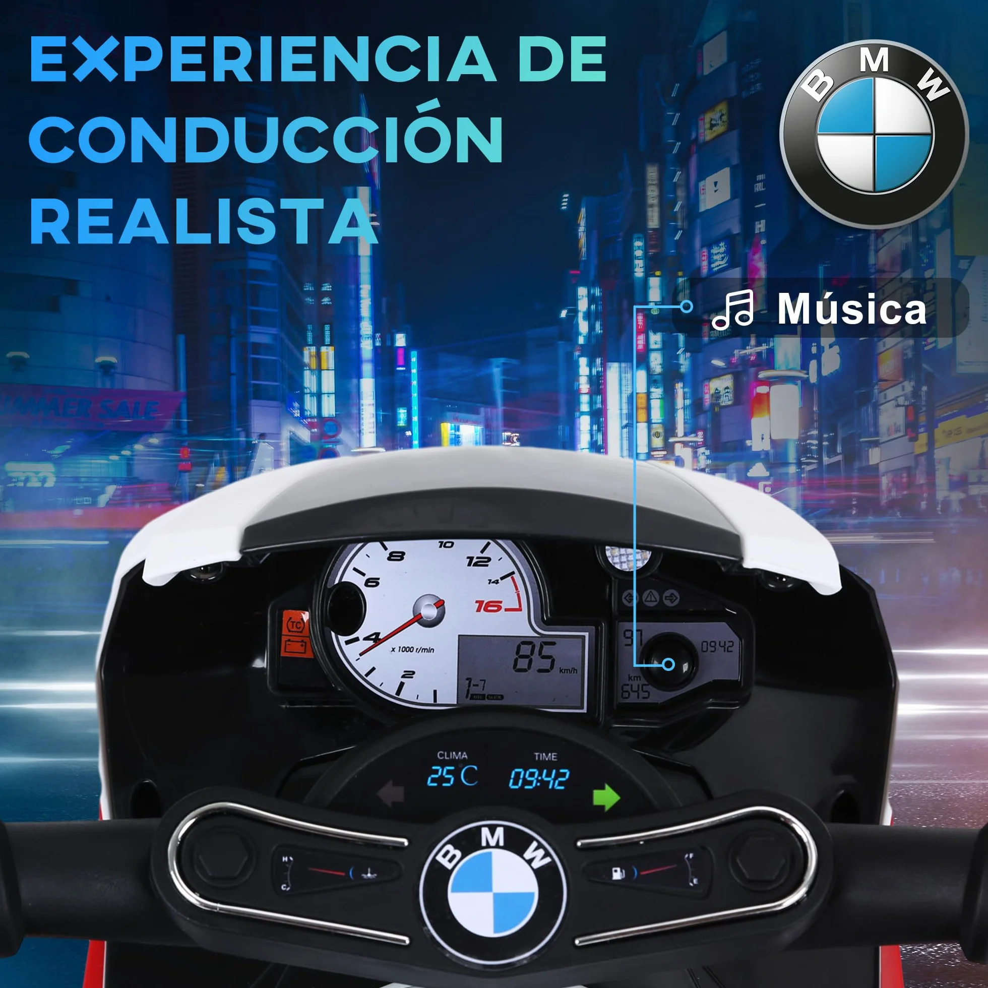 HOMCOM BMW S1000RR Moto Eléctrica para Niños 6V 20 kg Rojo
