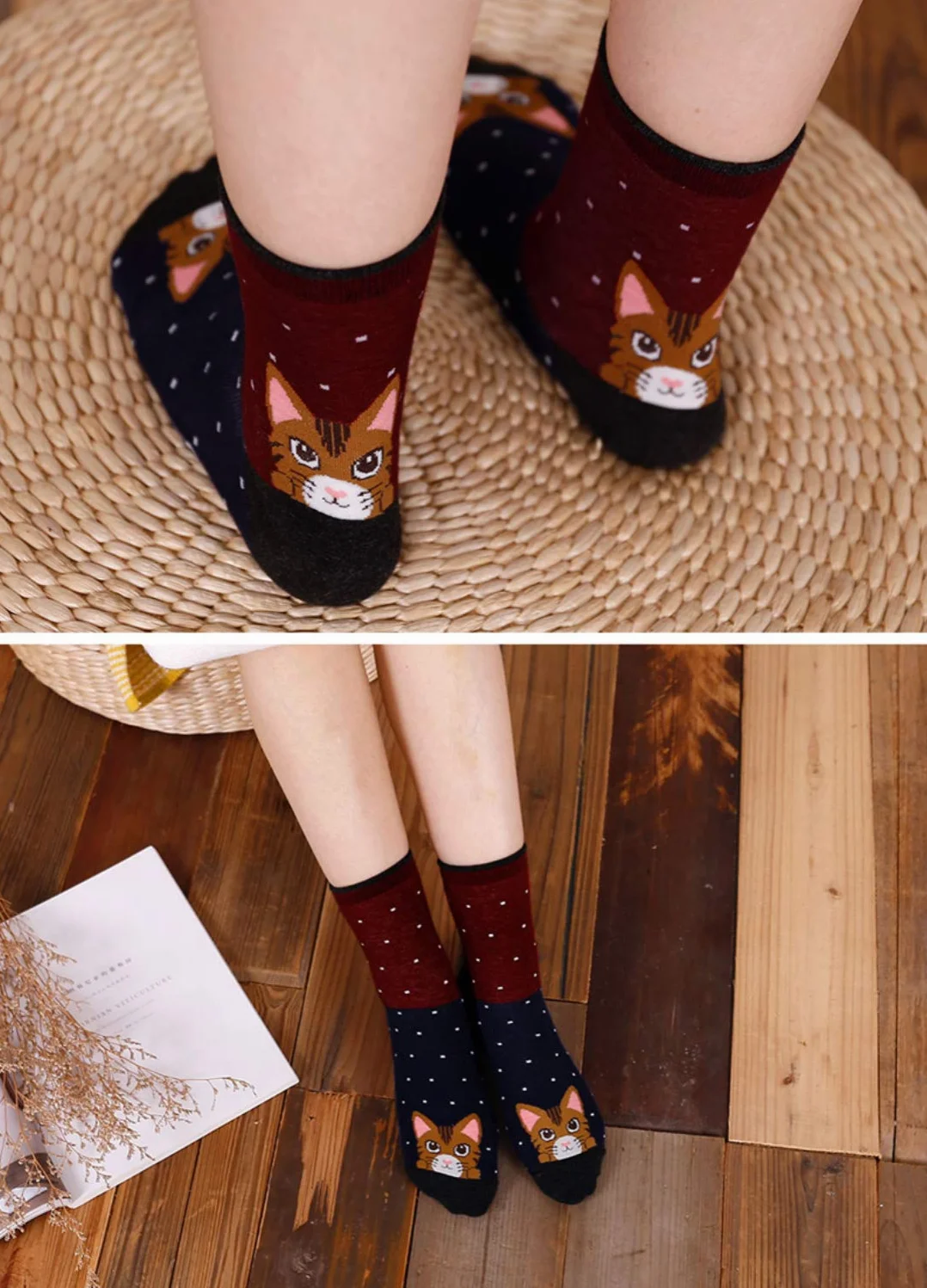 PUTUO Calcetines Térmicos Mujer Algodón Animales Lindos 5 Pares