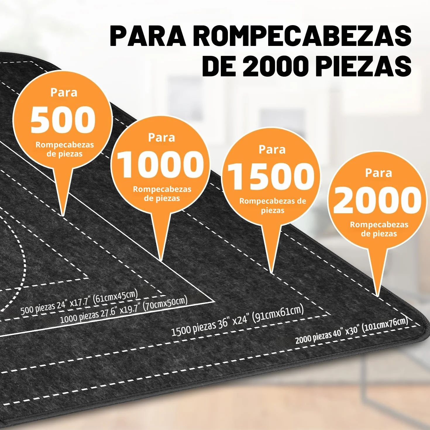MOZOOSON Tablero para Puzzle 2000 Piezas, Portátil para Puzzle Board de 105 x 80 cm, Guarda Puzzle Accesorios con 8 Tray de clasificación y 1 Cover
