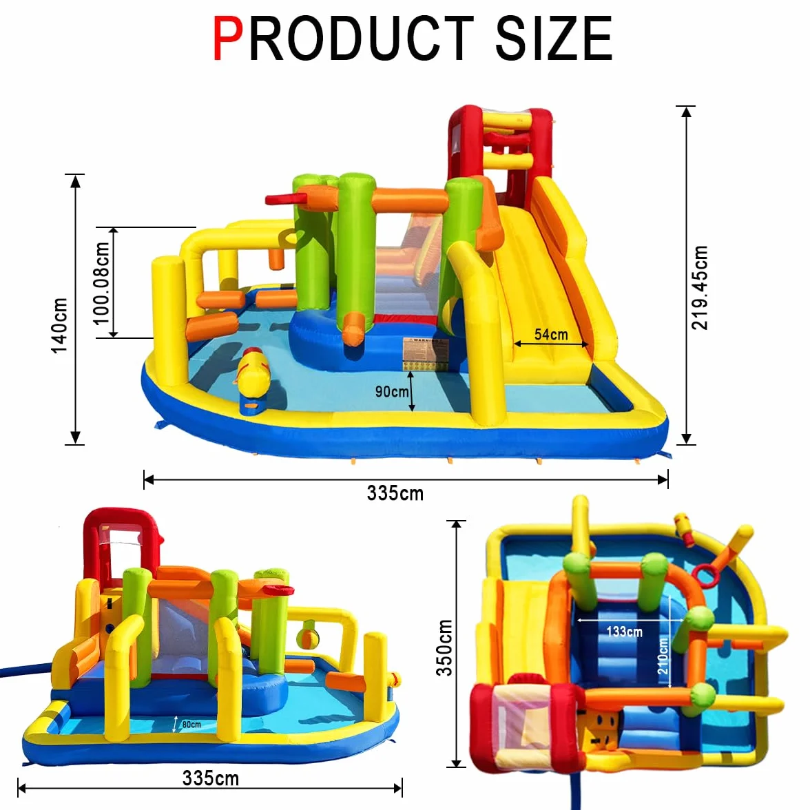 Baralir Castillo Hinchable XXL con tobogán acuático y soplador – Ideal para jardín, casa de Juegos niños al Aire Libre, Experiencia Segura en el Patio de recreo