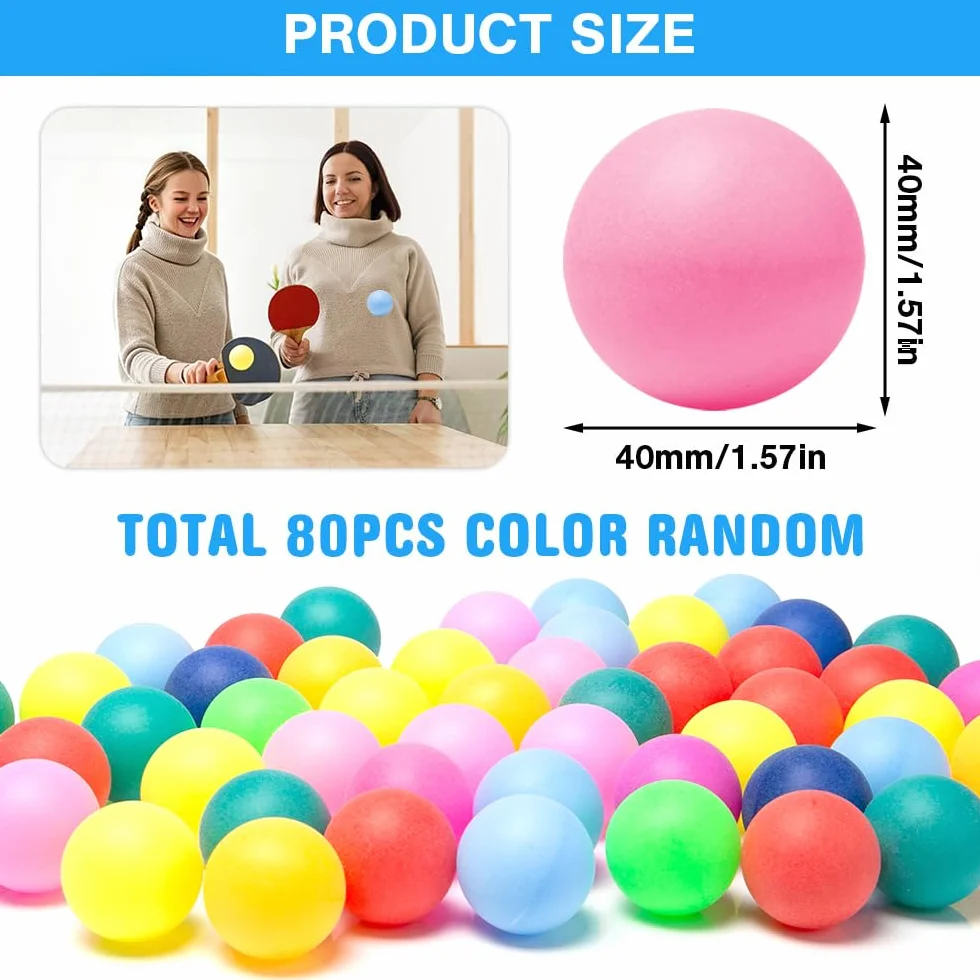 Pelotas Ping Pong 40mm 80 Piezas Colores Mezclados Plástico Entrenamiento