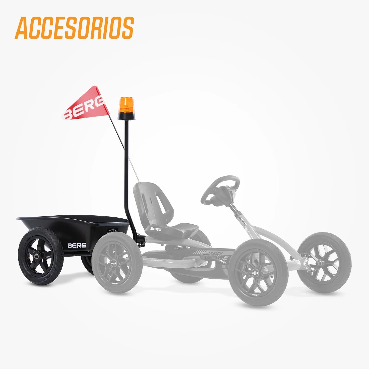 BERG Kart a Pedales Buddy B-Orange | 3-8 años, cuadro resistente, asiento regulable, volante regulable