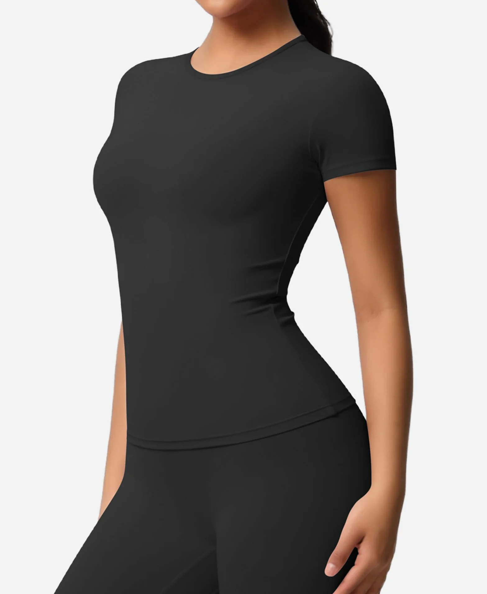 JTSON Camiseta Deportiva Mujer Transpirable Cuello Redondo Running Yoga Gym Fitness