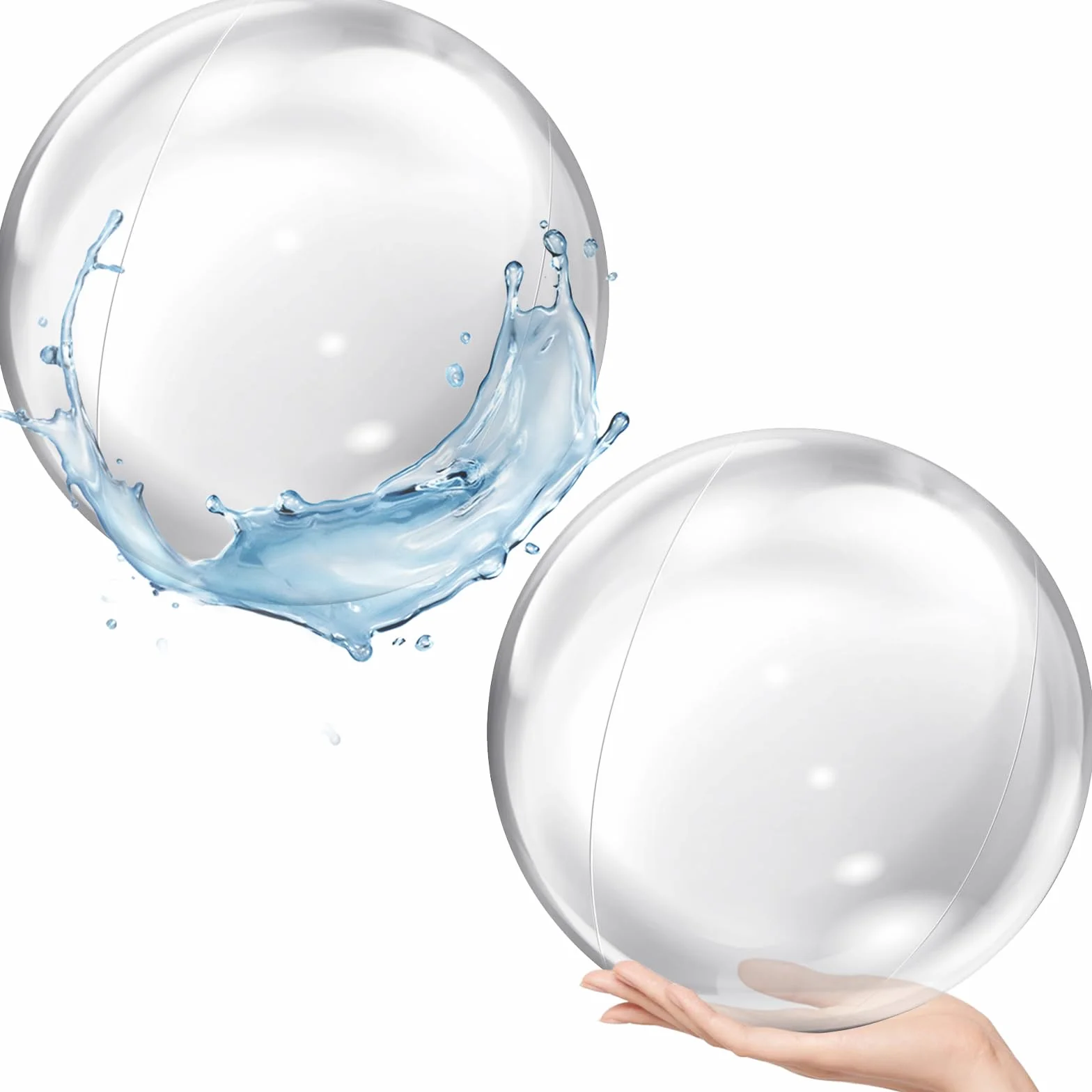 Pelota Transparente Inflable 2 Piezas Pelota Inflable Playa PVC Pelota Piscina Hinchable para Juguetes de Playa, Fiesta de Verano