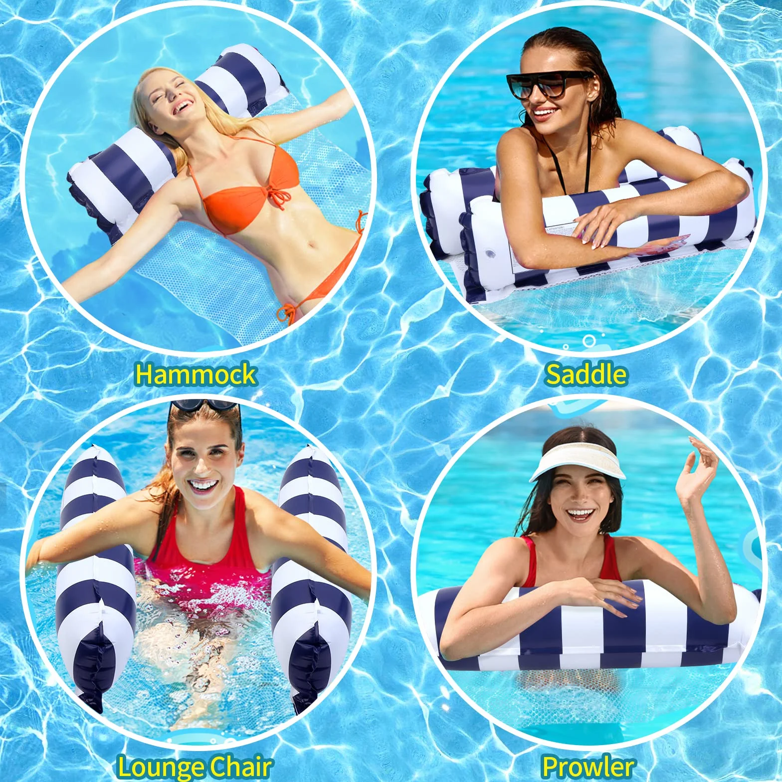 Colchoneta Piscina Adultos XL 2PC Flotadores 4 en 1 Hamaca de Agua Hinchable