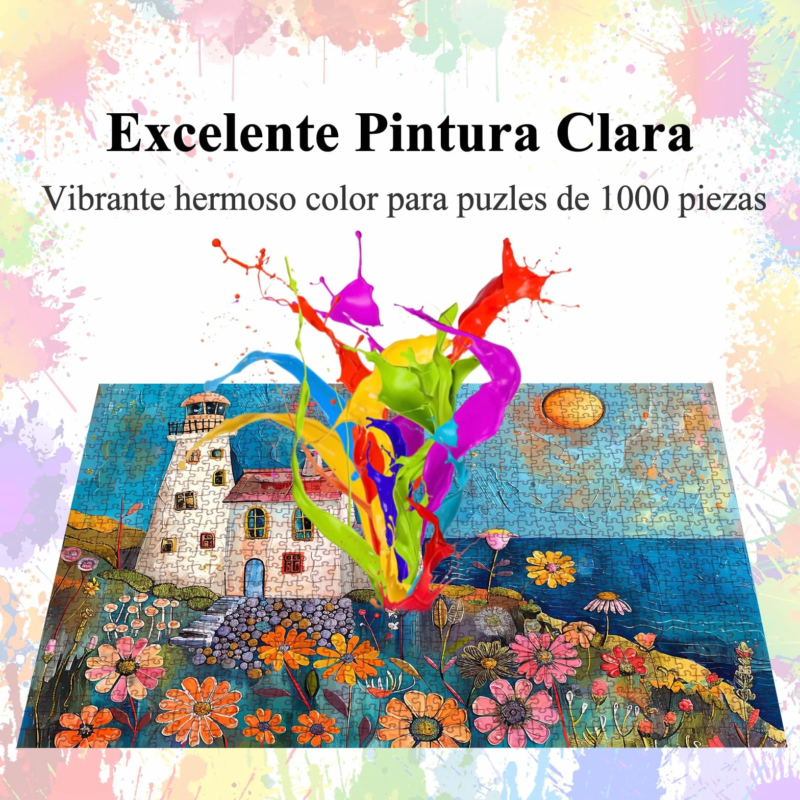 Puzzle para adultos, 1000 piezas, faro de pintura con póster, piezas encajan perfectamente, letras en la parte posterior, sin polvo, regalo para personas mayores (70 x 50 cm)