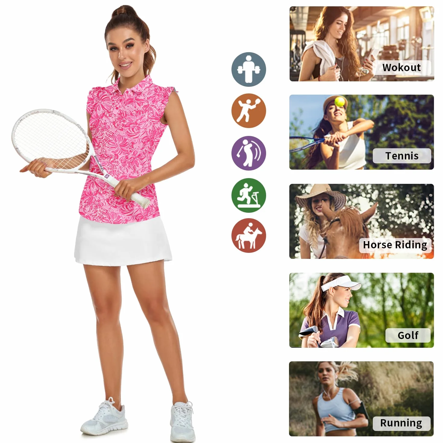 Soneven Polo Mujer Manga Corta Camisetas Basicas Deporte Golf Tennis Top