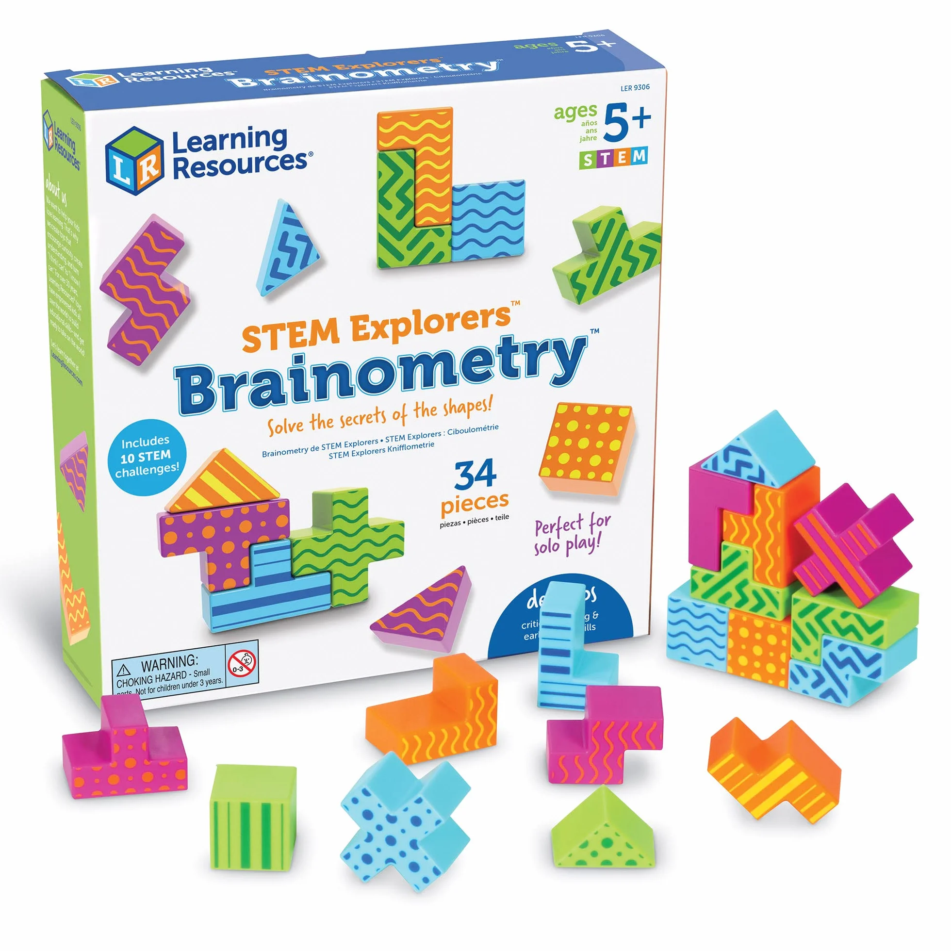 Learning Resources Brainometry – Juego Stem de Lógica y Construcción para Niños 5+ Años – 24 Piezas y 10 Tarjetas de Retos – Juguete Educativo para Pensamiento Crítico