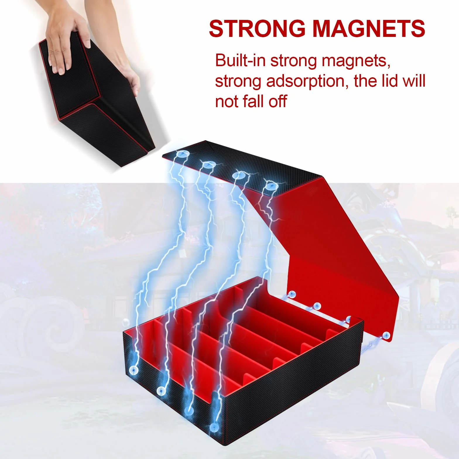 Caja Cartas Magic para TCG/Magic the Gathering (MTG)/ YuGiOh/Commander Card Deck Box para más de 3800+ Cartas, Magnetic Flip PU Cuero Deckbox Caja Cartas con 24 Divisores y 5 Soportes