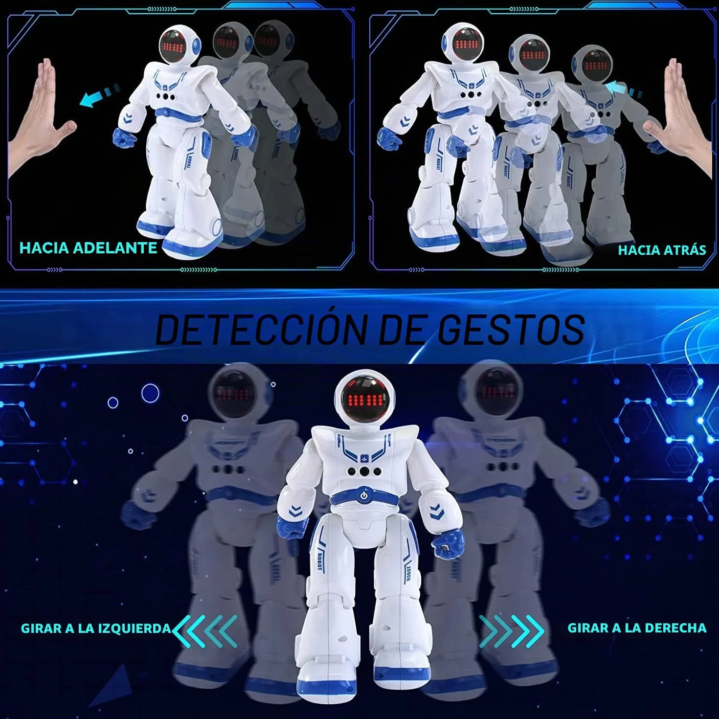 Robot Juguete Robote para niños 4 5 6 7 8 9 años Juguetes Robótica Educativa Robot infantil Inteligente e Interactivo Programación Gestos Control Multifuncionales Luz y Sonido Juguete Ideal para Niños