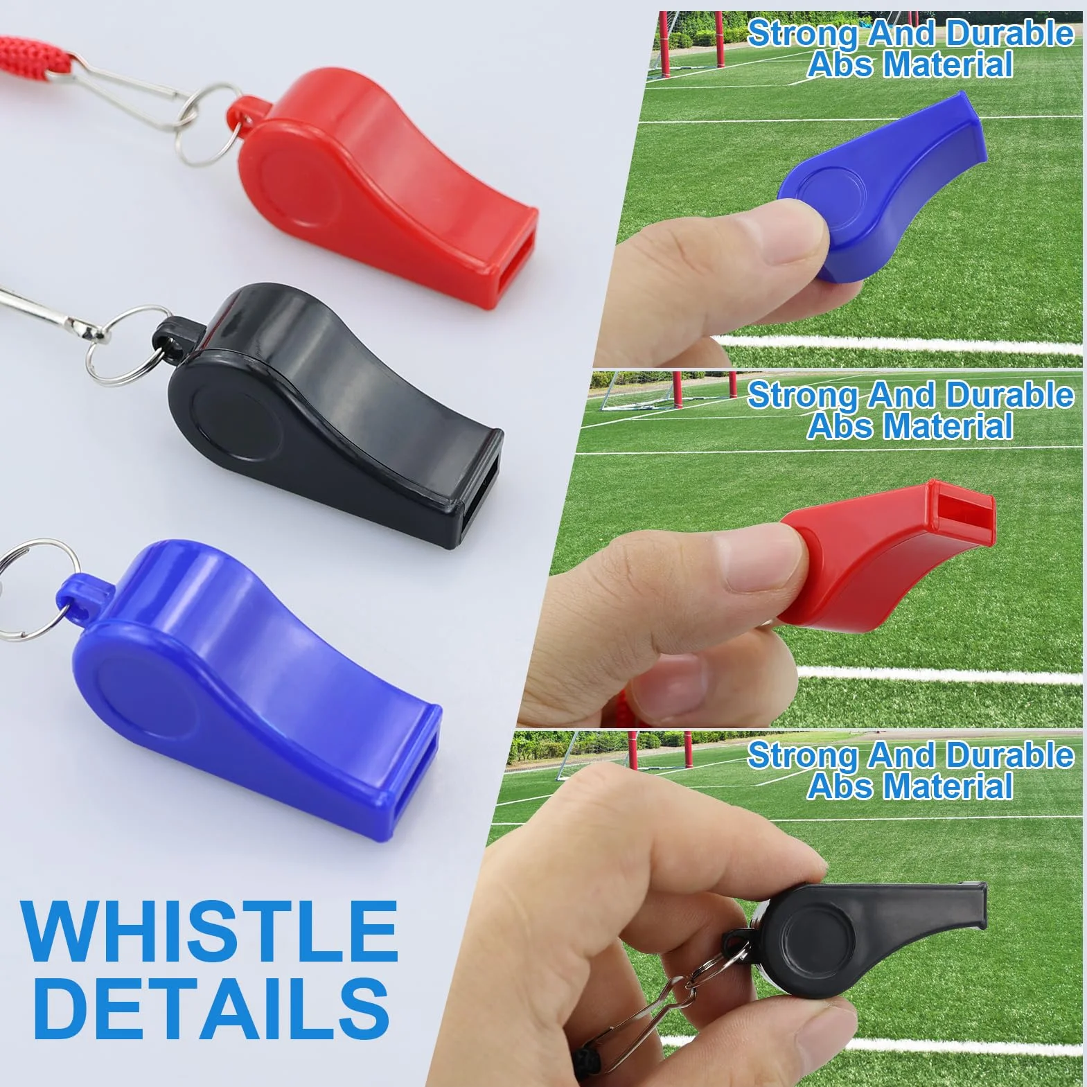 Lote de 3 Silbatos Deportivos con Cordón, Sonido Fuerte para Árbitros, Entrenamiento y Supervivencia