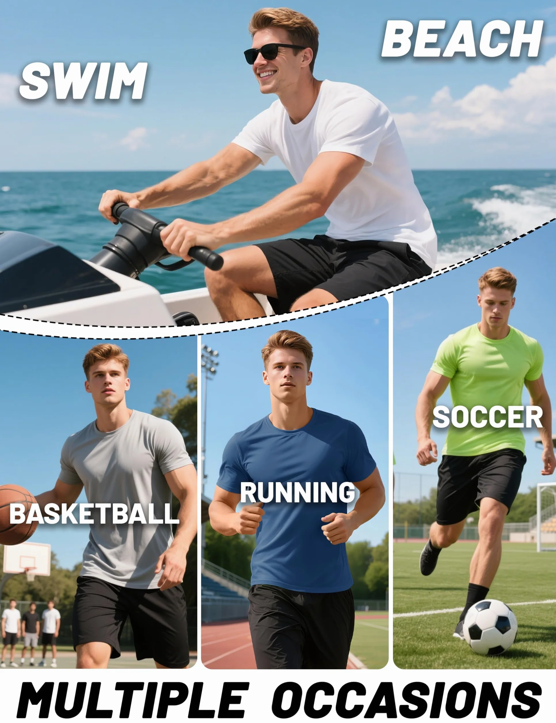 KEFITEVD Camiseta Elástica de Secado Rápido para Hombre, Manga Corta Ligera Informal de Verano