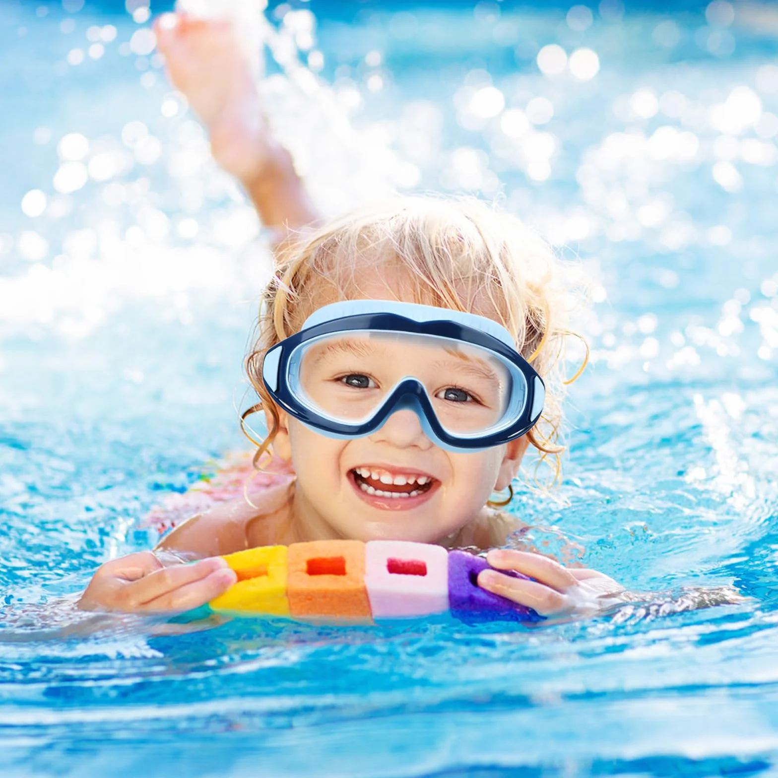 Gafas de natación para niños 3-15 años antivaho impermeables máscara de buceo panorámica 180° antifugas