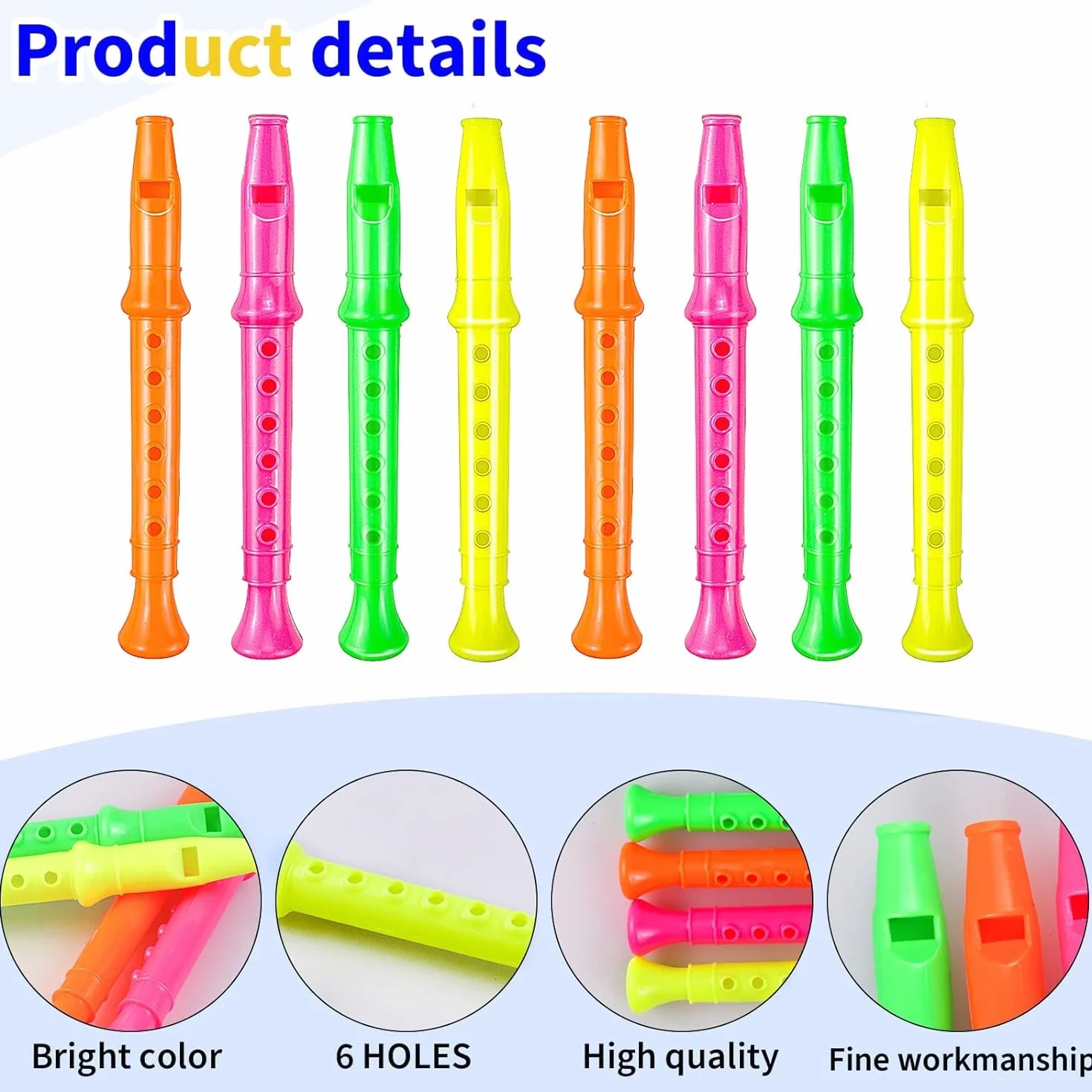 24 Piezas Instrumento para Flauta Dulce para Niños, Flautas de Plástico 6 Orificios, Flauta Musical, Instrumentos Musicales, Juguete para Fiesta Música, Favores Fiesta para Niños, Regalo Rellenos Bols