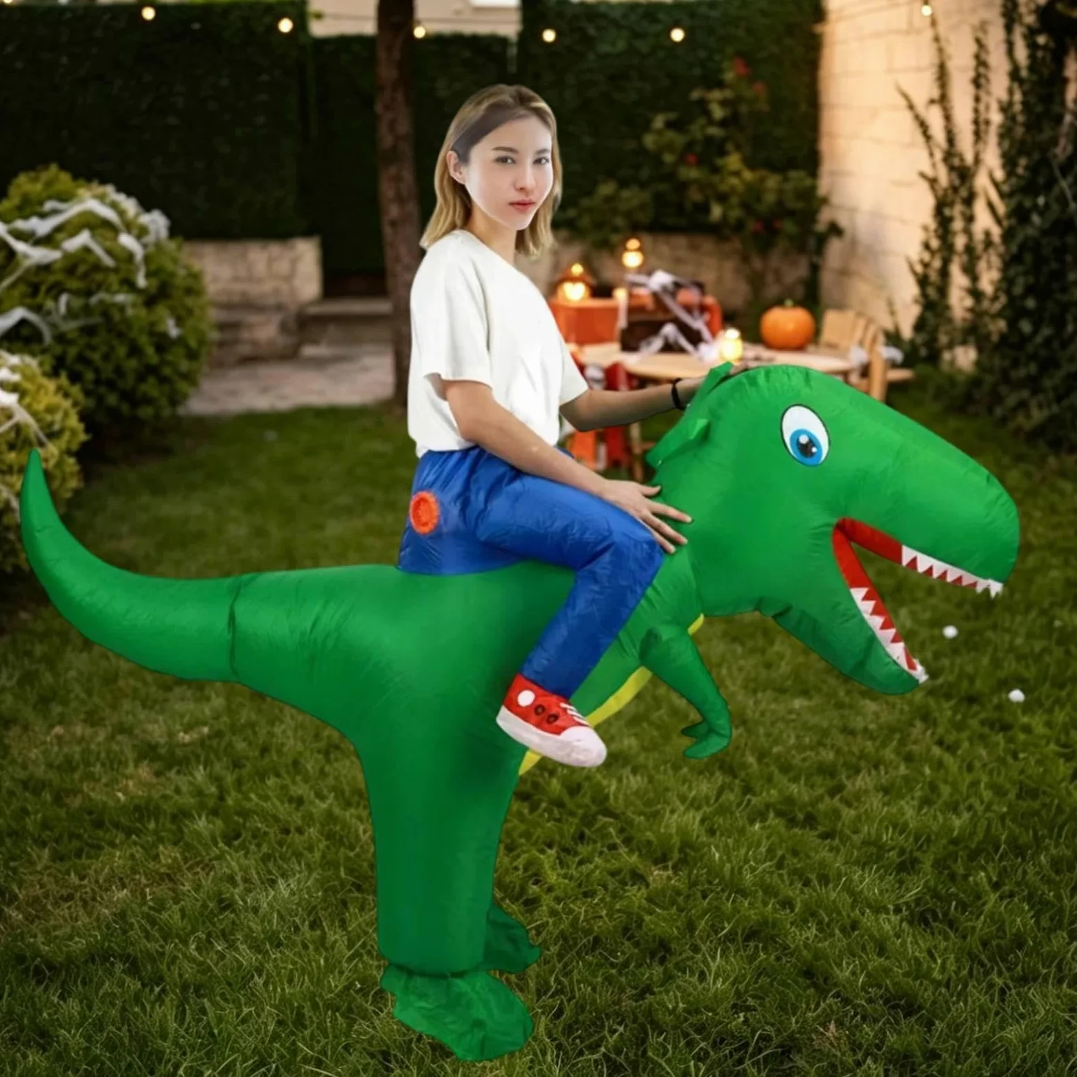 F Fityle Disfraz inflable dinosaurio cuerpo completo, disfraz fiesta elegante, cosplay para actuación en